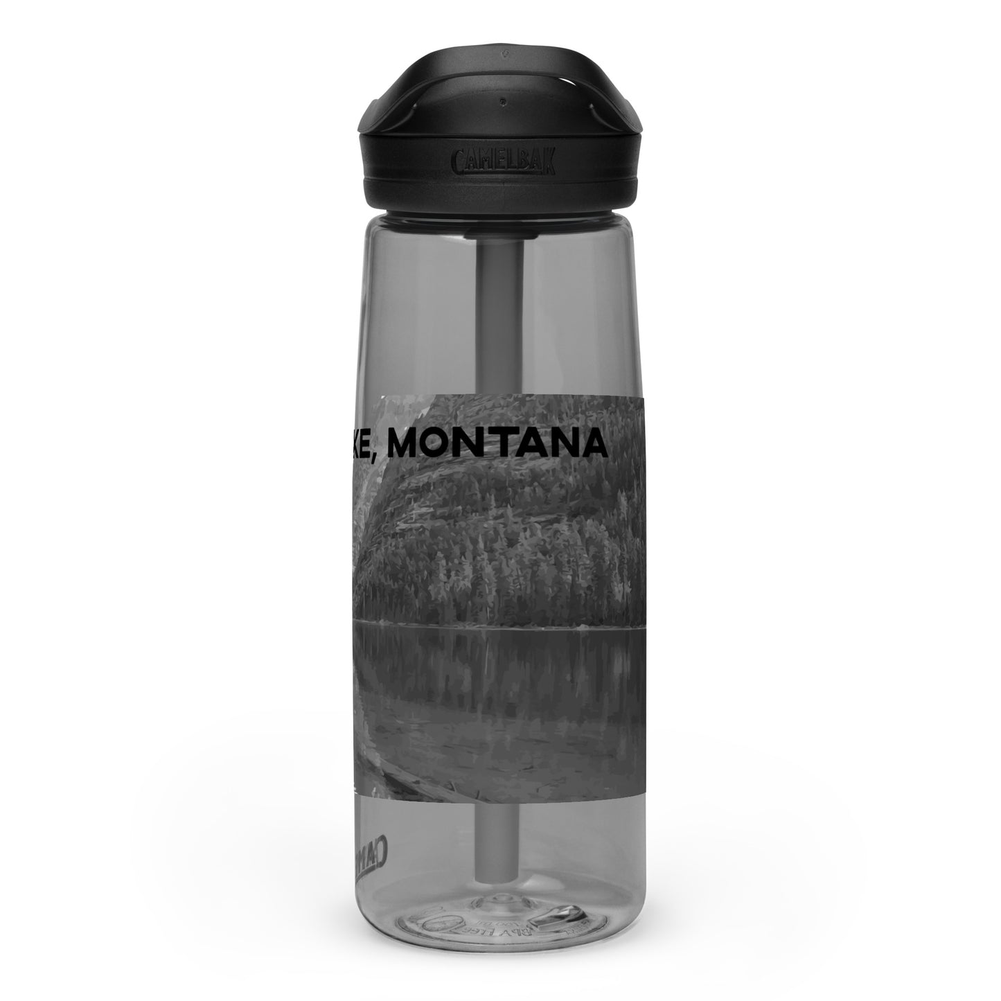 Right Side view of Avalanche Lake in Glacier National Park Montana Charcoal Drink Bottle from Park Attire