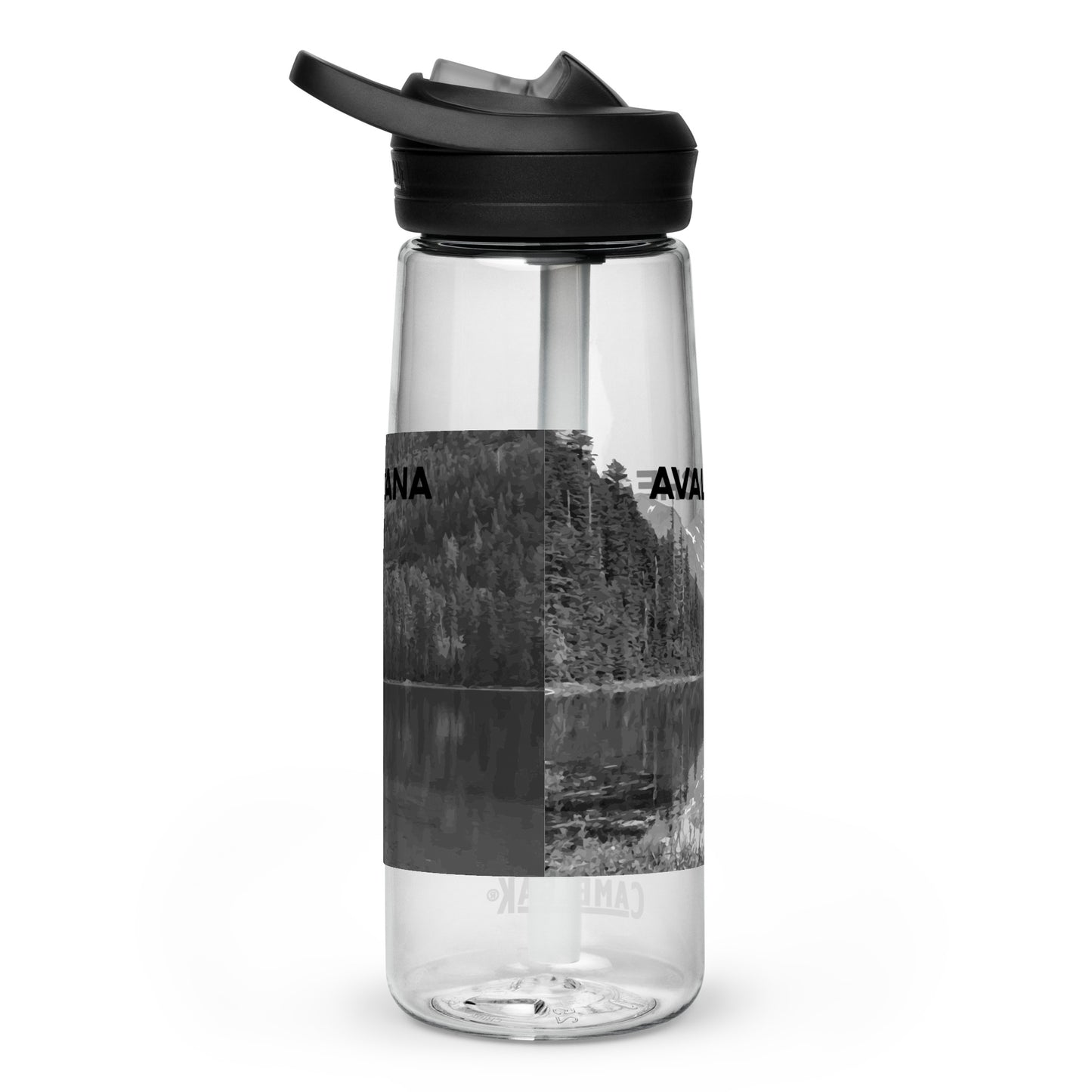 Back view of Avalanche Lake in Glacier National Park Montana Clear Sports Water Bottle from Park Attire