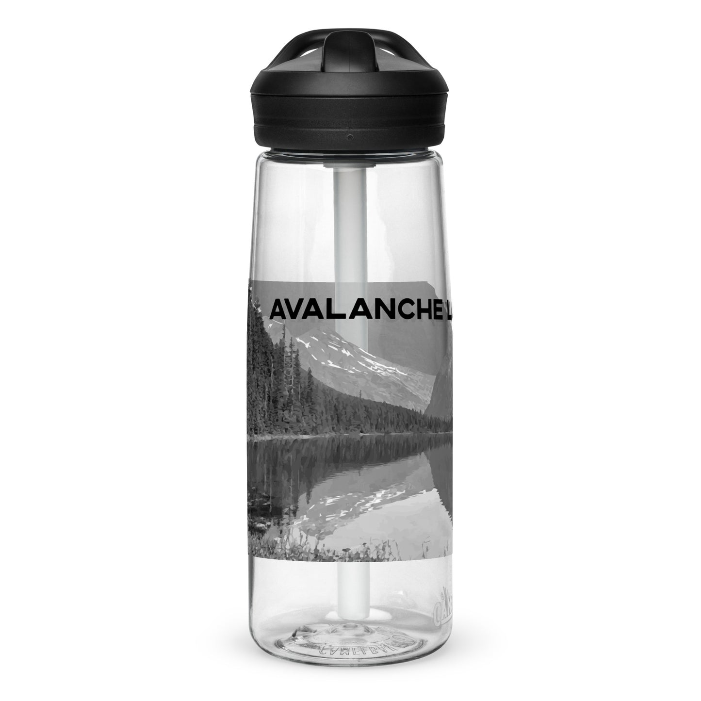 Left Side view of Avalanche Lake in Glacier National Park Montana Clear Water Bottle with Straw from Park Attire