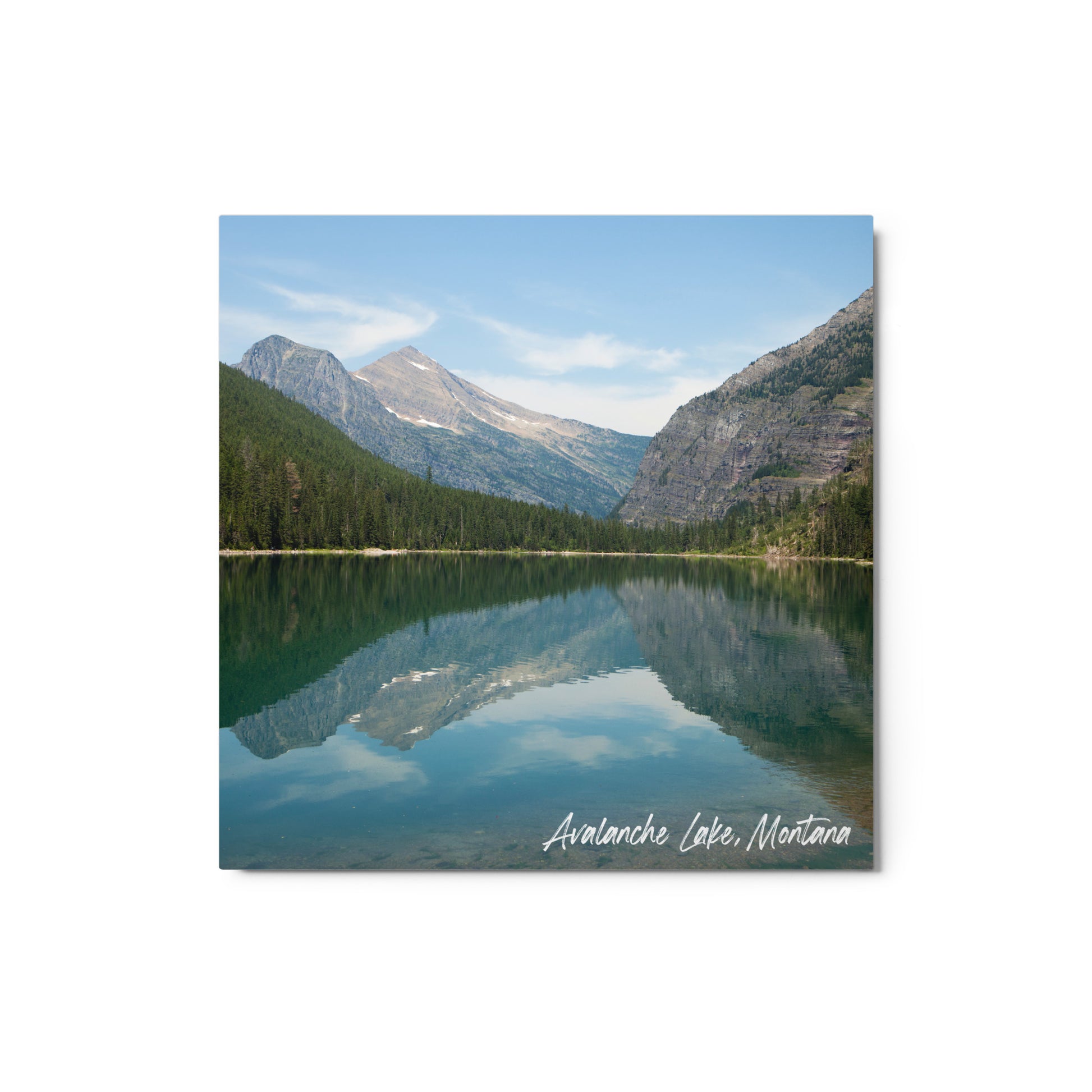 Front view of Avalanche Lake in Glacier National Park Montana 12x12 Metal Prints from Park Attire