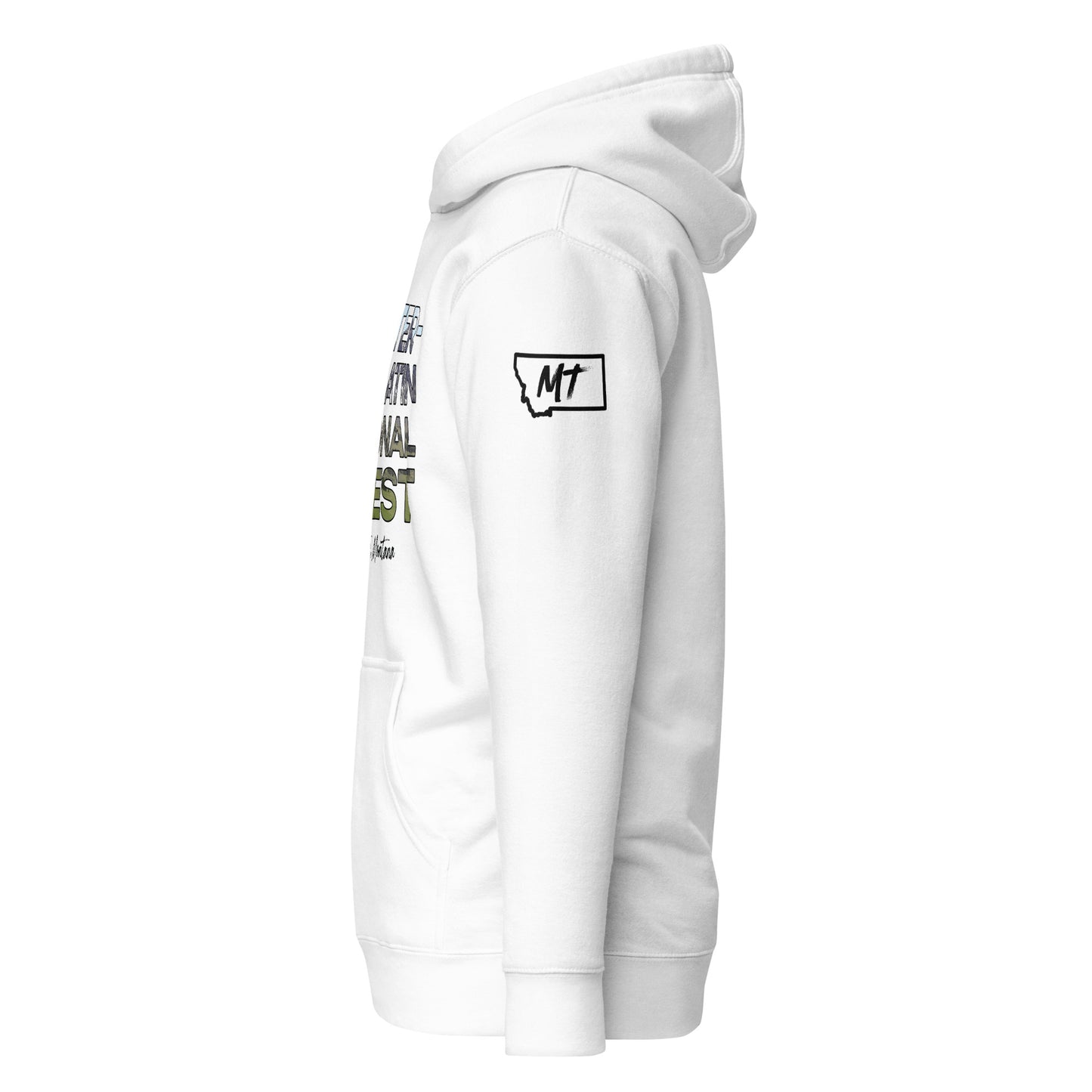 Left Side view of Gallatin Mountain Range in Custer Gallatin National Forest Montana White Soft Hoodie from Park Attire