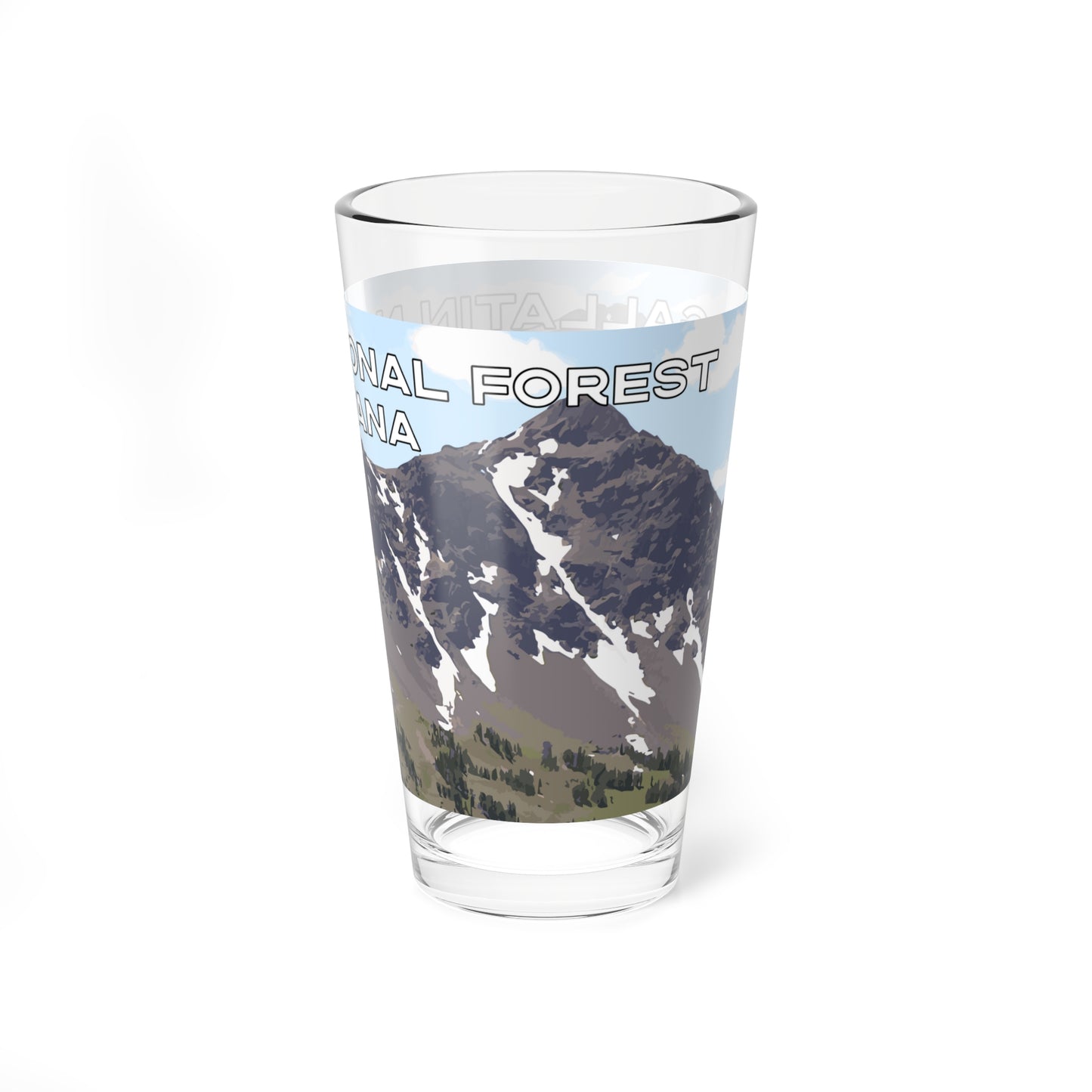 Side view of Gallatin Mountains in Gallatin National Forest Montana 16oz Bar Glass from Park Attire