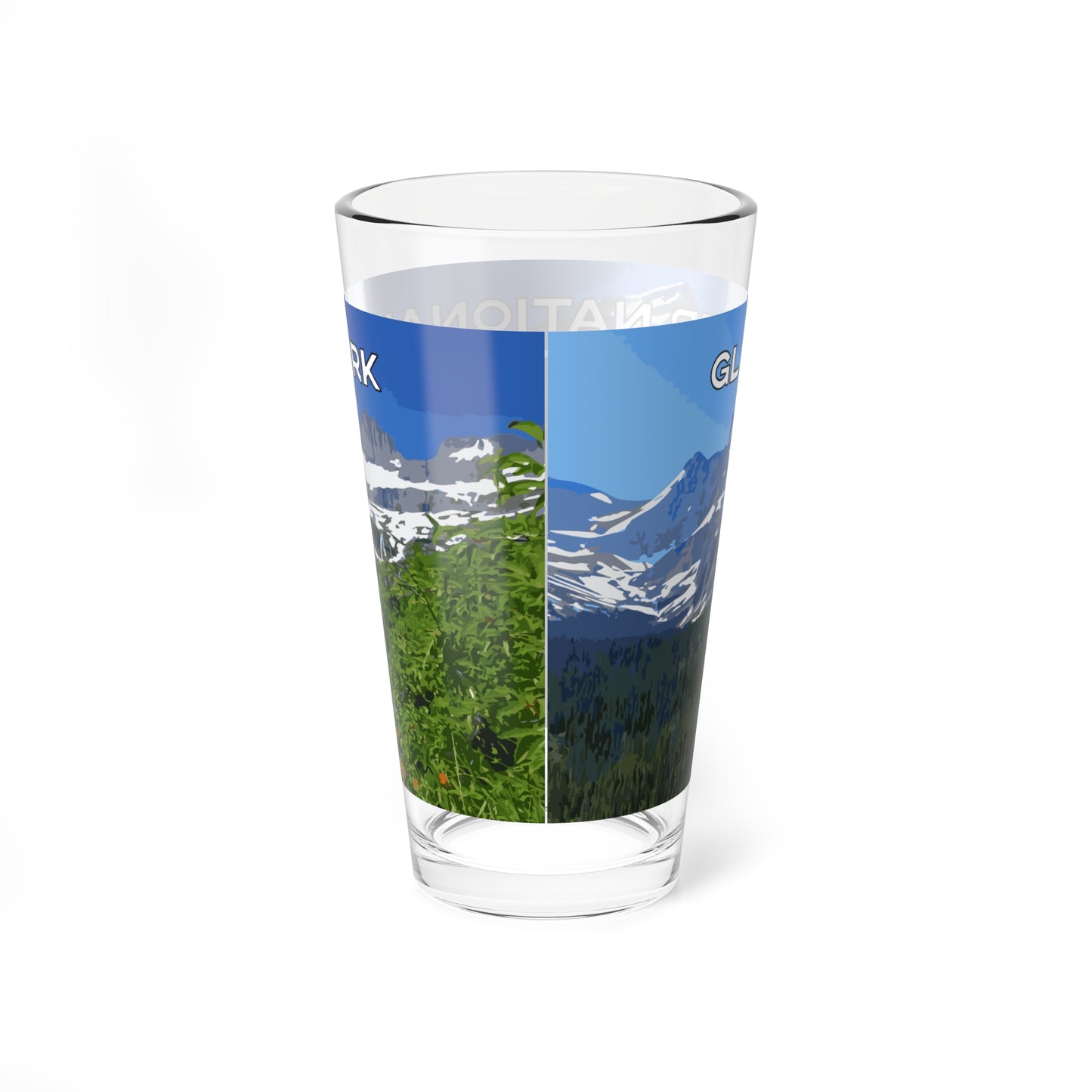 Back view of Glacier National Park Montana 16oz Bar Drinkware from Park Attire