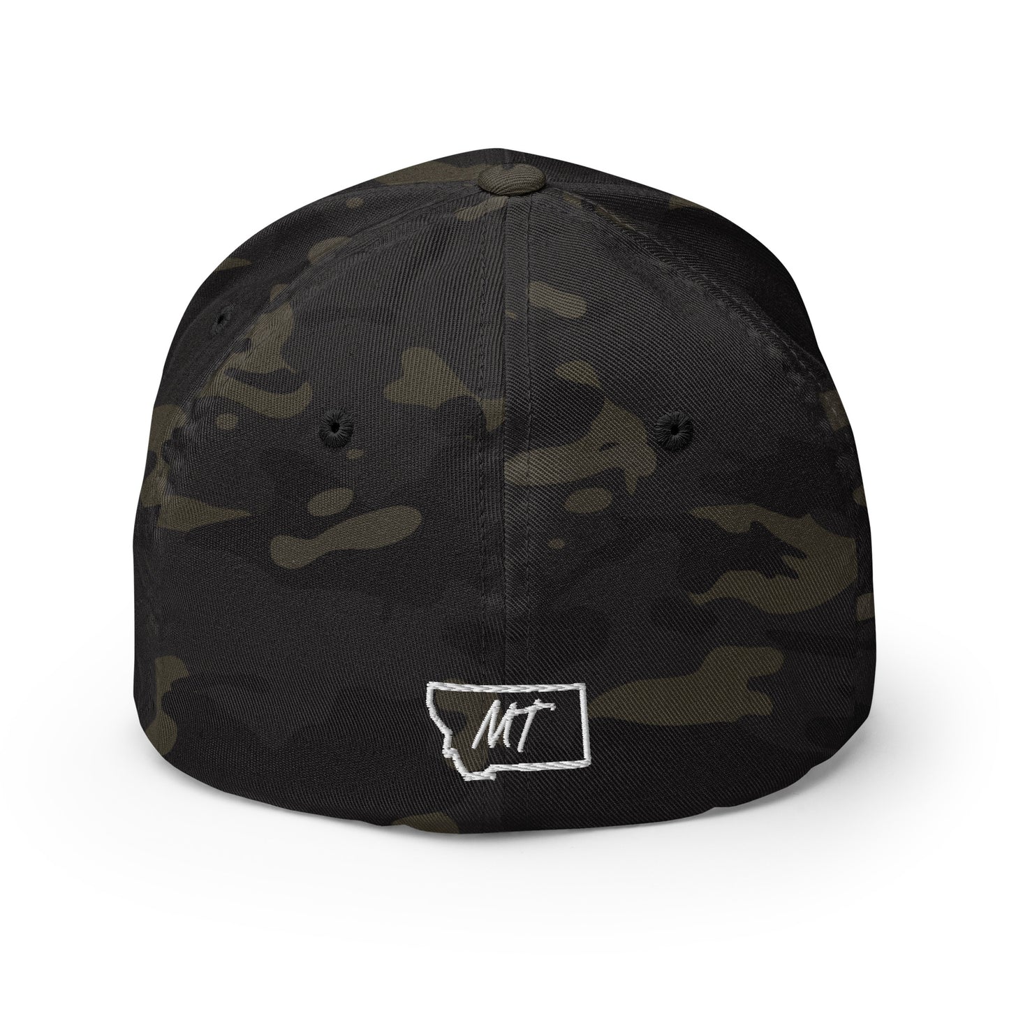 Back view of Glacier National Park in Montana Multicam Charcoal Flexfit 6277 Hat from Park Attire