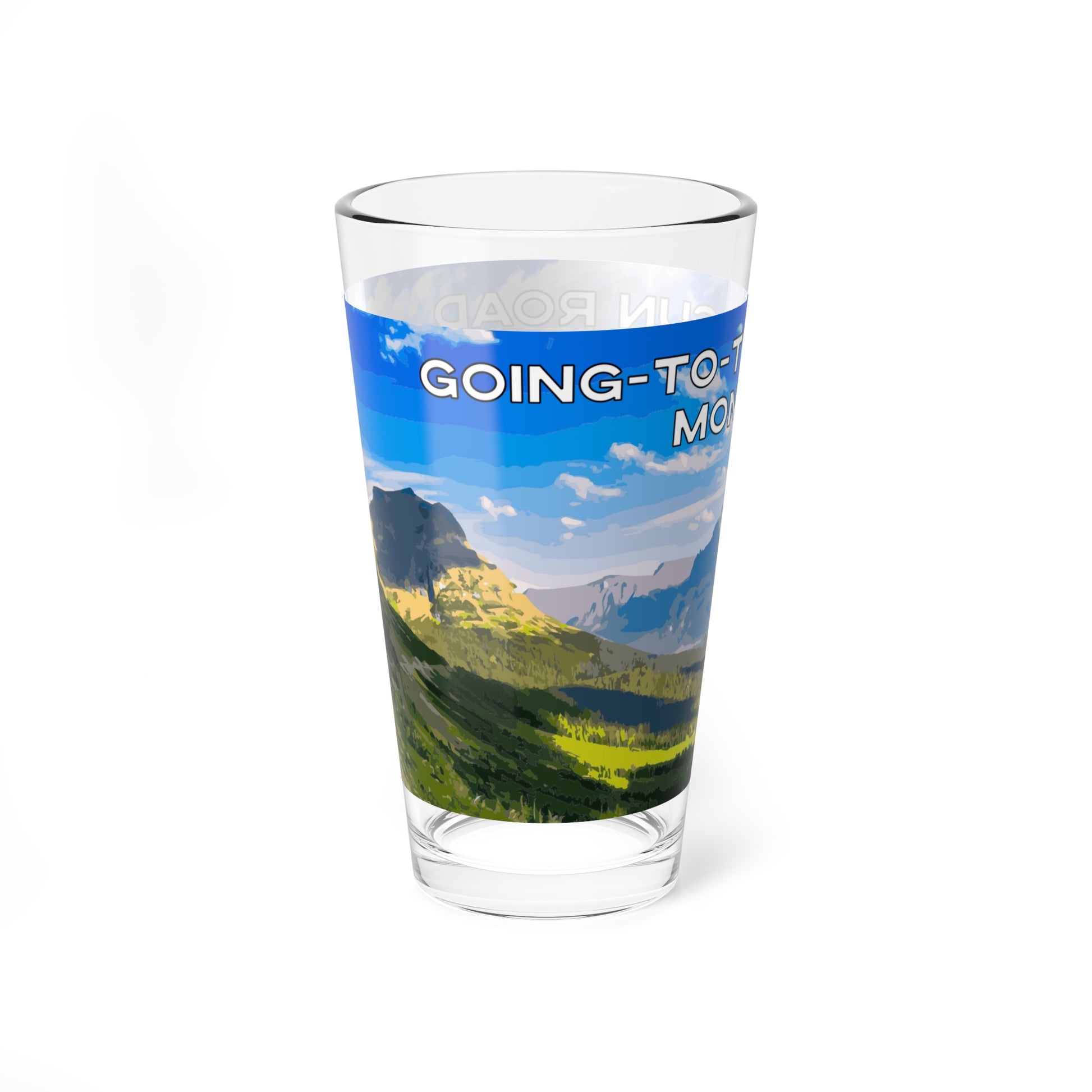 Front view of Going-to-the-Sun Road in Glacier National Park 16oz Pint Glass from Park Attire