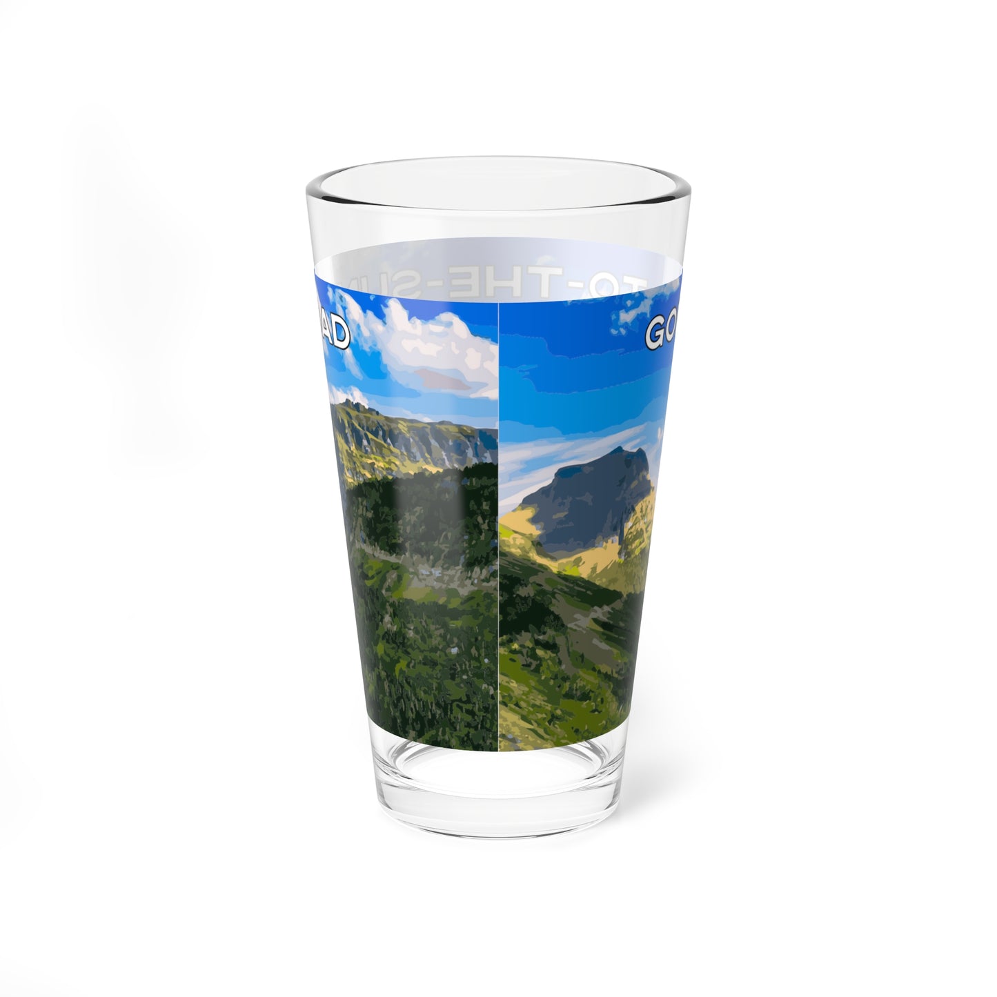 Back view of Going-to-the-Sun Road in Glacier National Park Montana 16oz Bar Drinkware from Park Attire