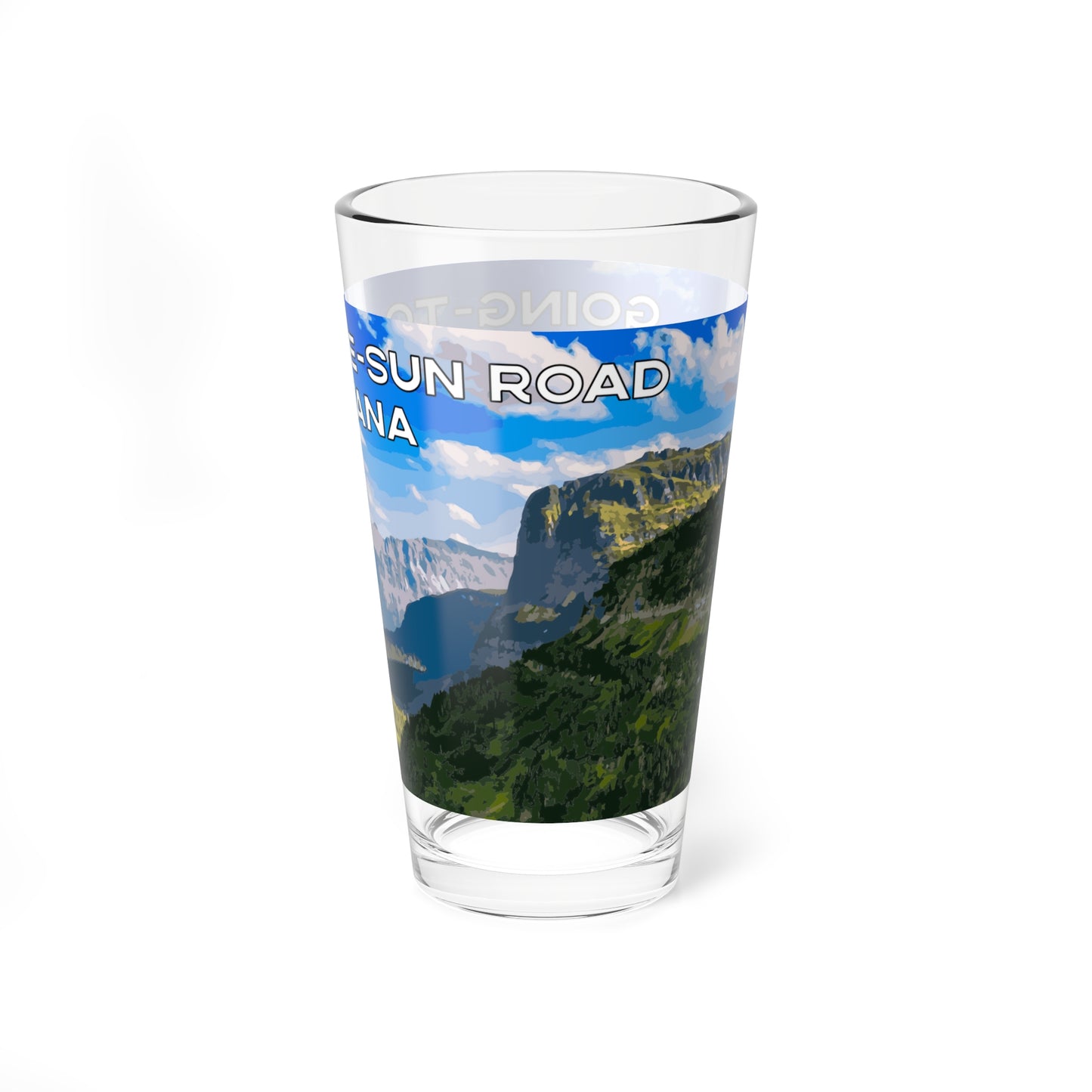 Side view of Going-to-the-Sun Road in Glacier National Park Montana 16oz Bar Glass from Park Attire