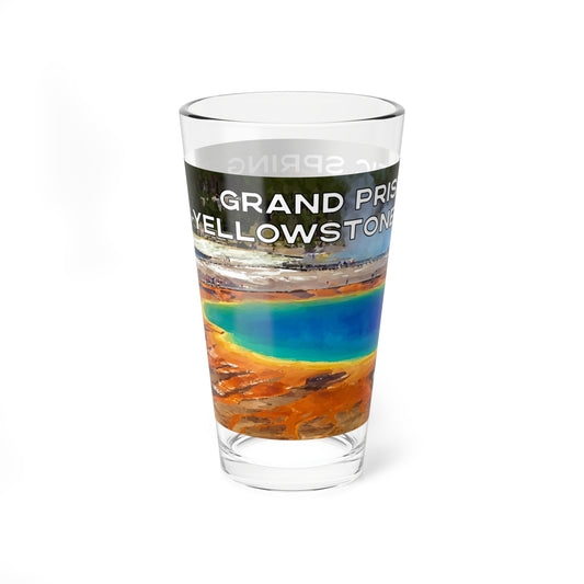 Front view of Grand Prismatic Spring in Yellowstone National Park 16oz Pint Glass from Park Attire