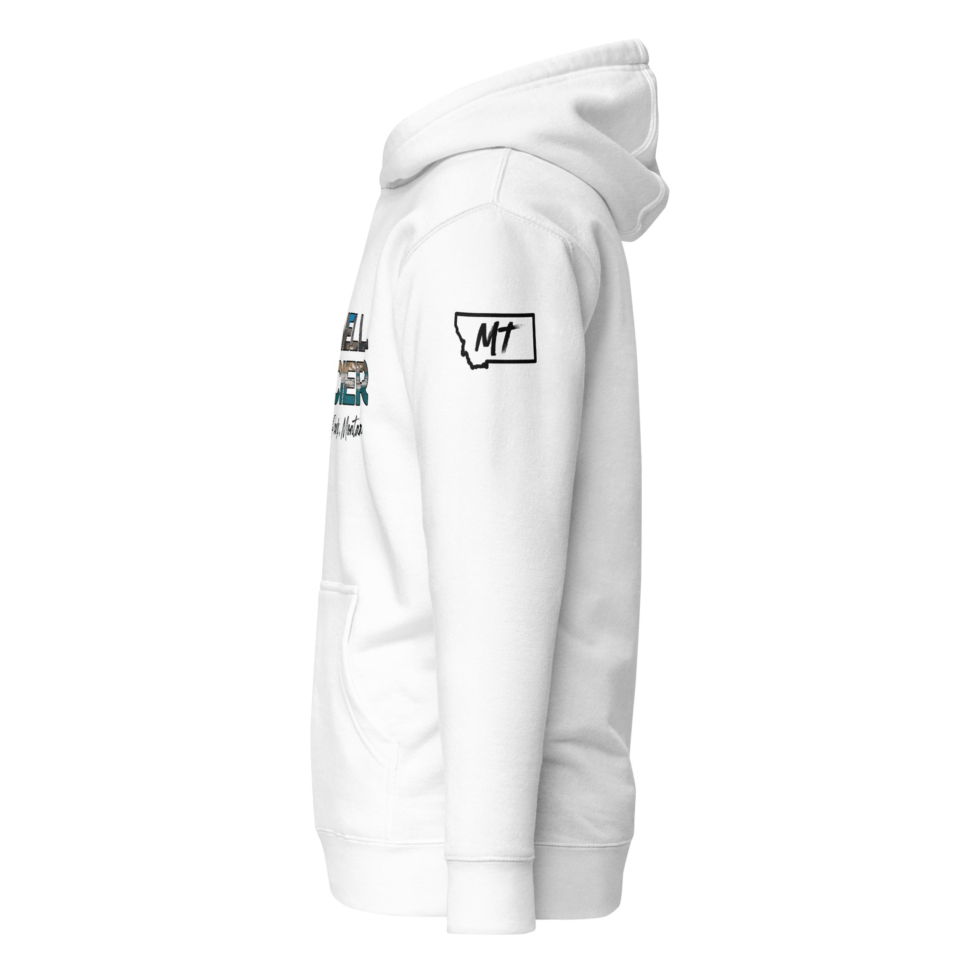 Left Side view of Grinnell Glacier in Glacier National Park Montana White Soft Hoodie from Park Attire