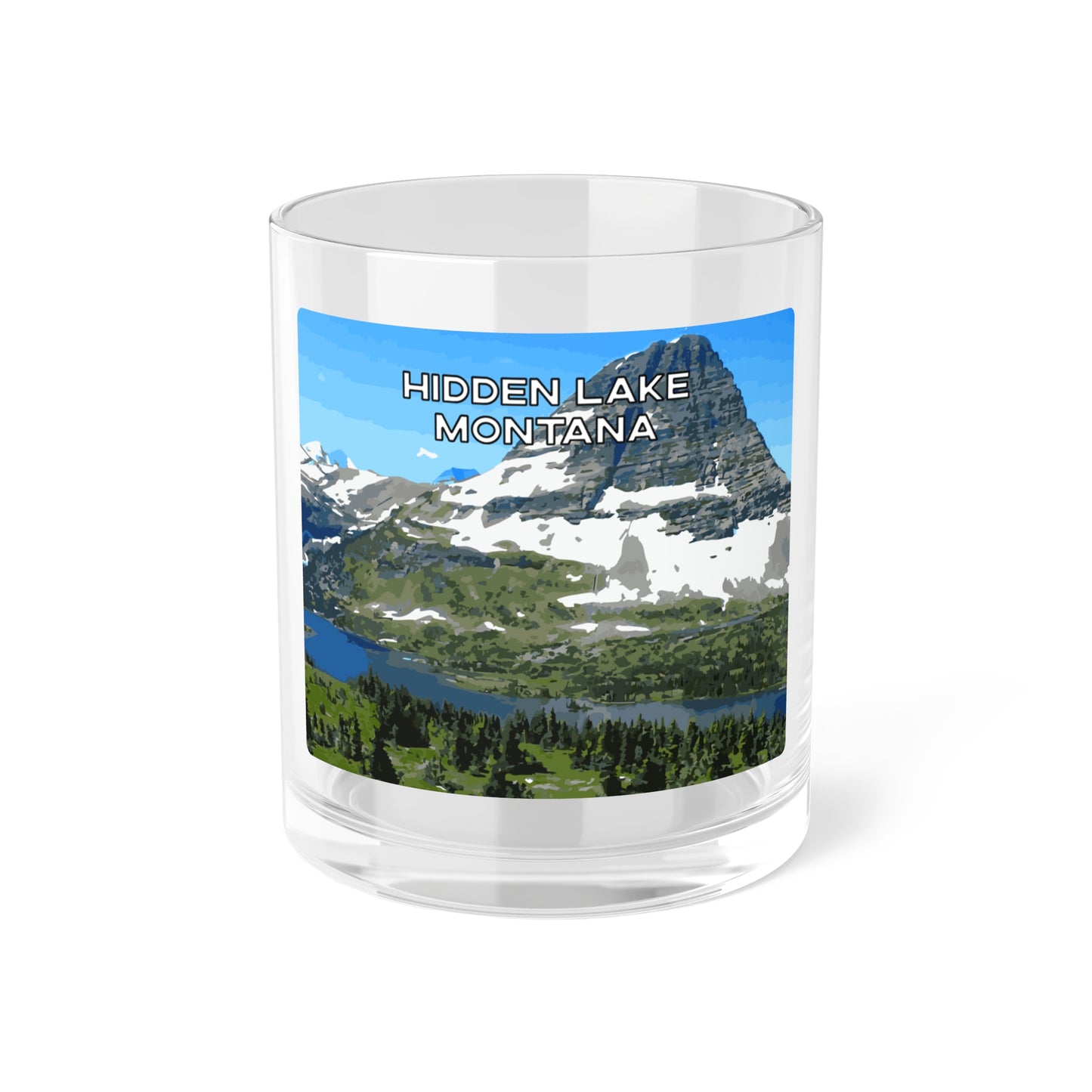 Front view of Hidden Lake in Glacier National Park Montana Bar Glass from Park Attire