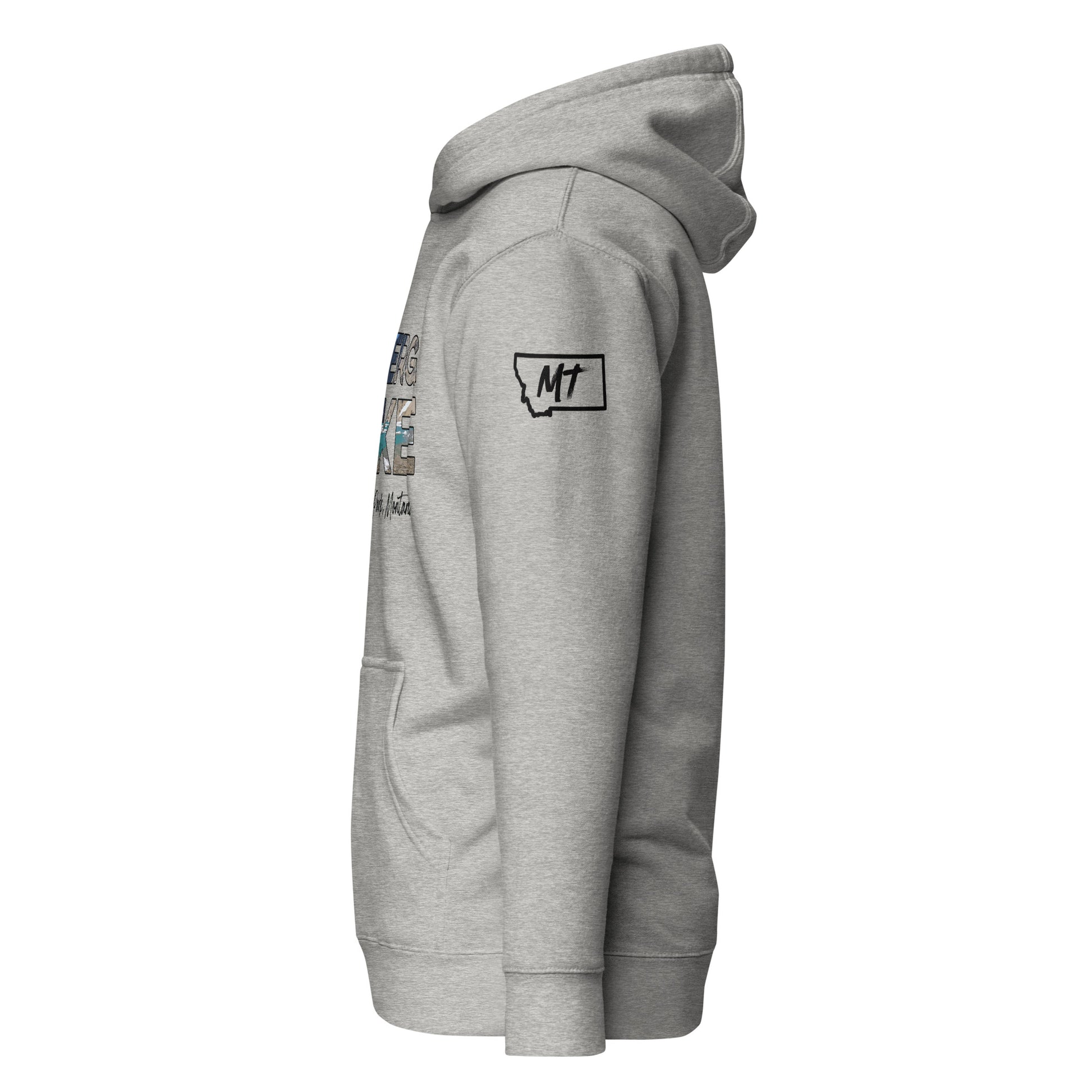 Left Side view of Iceberg Lake in Glacier National Park Montana Carbon Grey Soft Hoodie from Park Attire