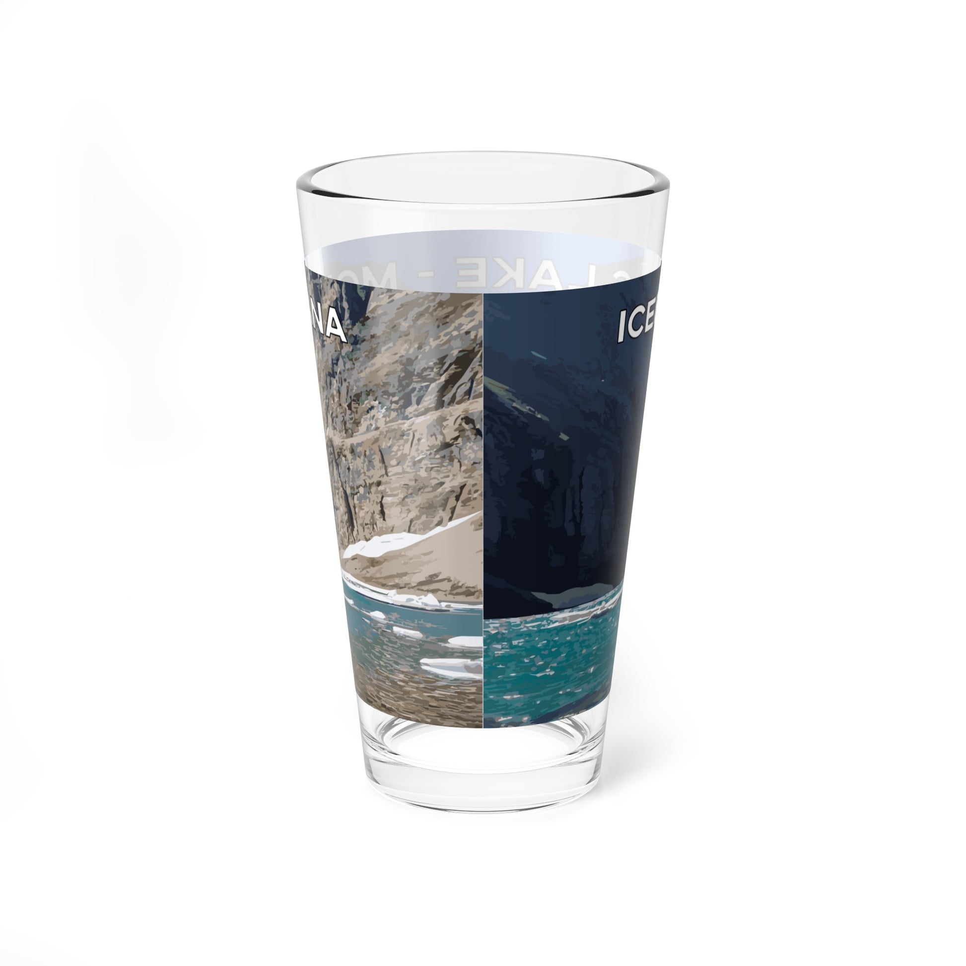 Back view of Iceberg Lake in Glacier National Park 16oz Bar Drinkware from Park Attire