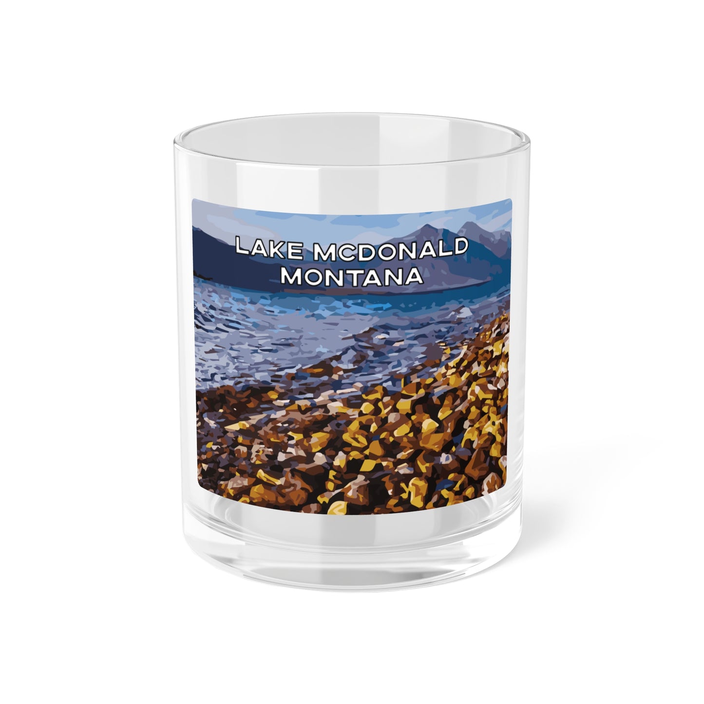 Front view of Lake McDonald in Glacier National Park Montana Bar Glass from Park Attire