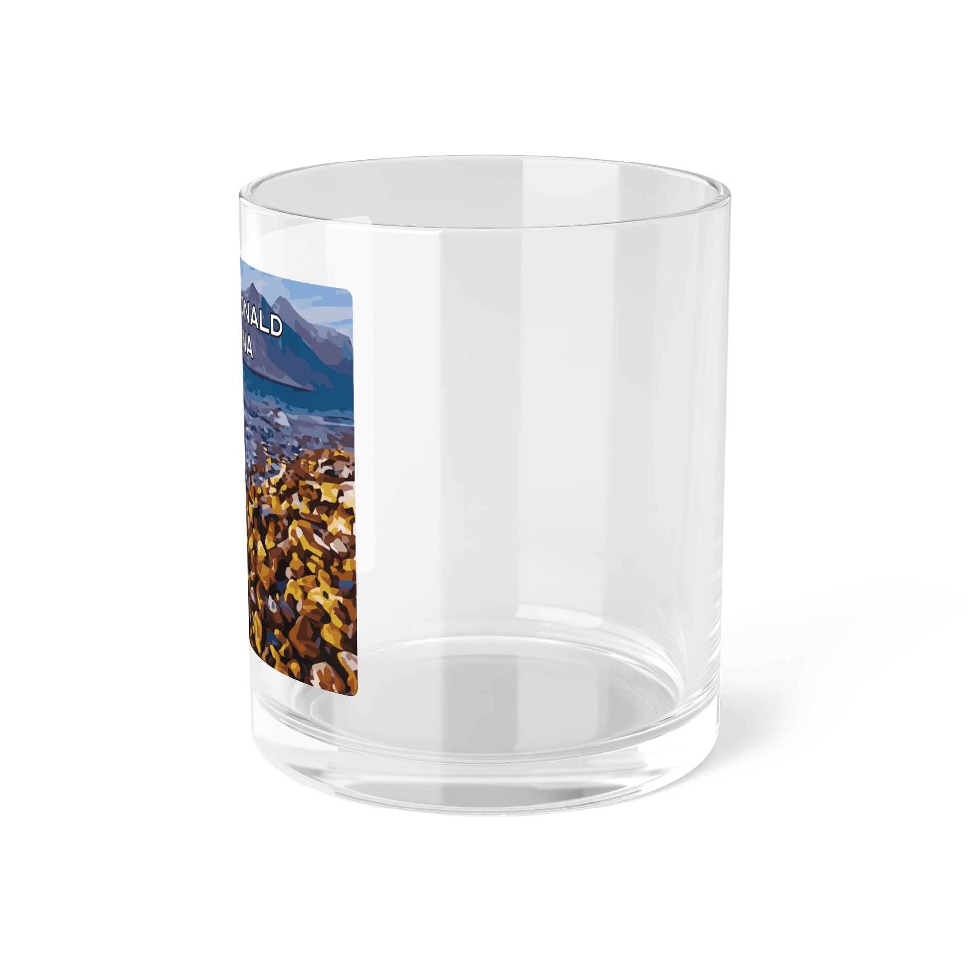 Side view of Lake McDonald in Glacier National Park Montana Bourbon Glass from Park Attire