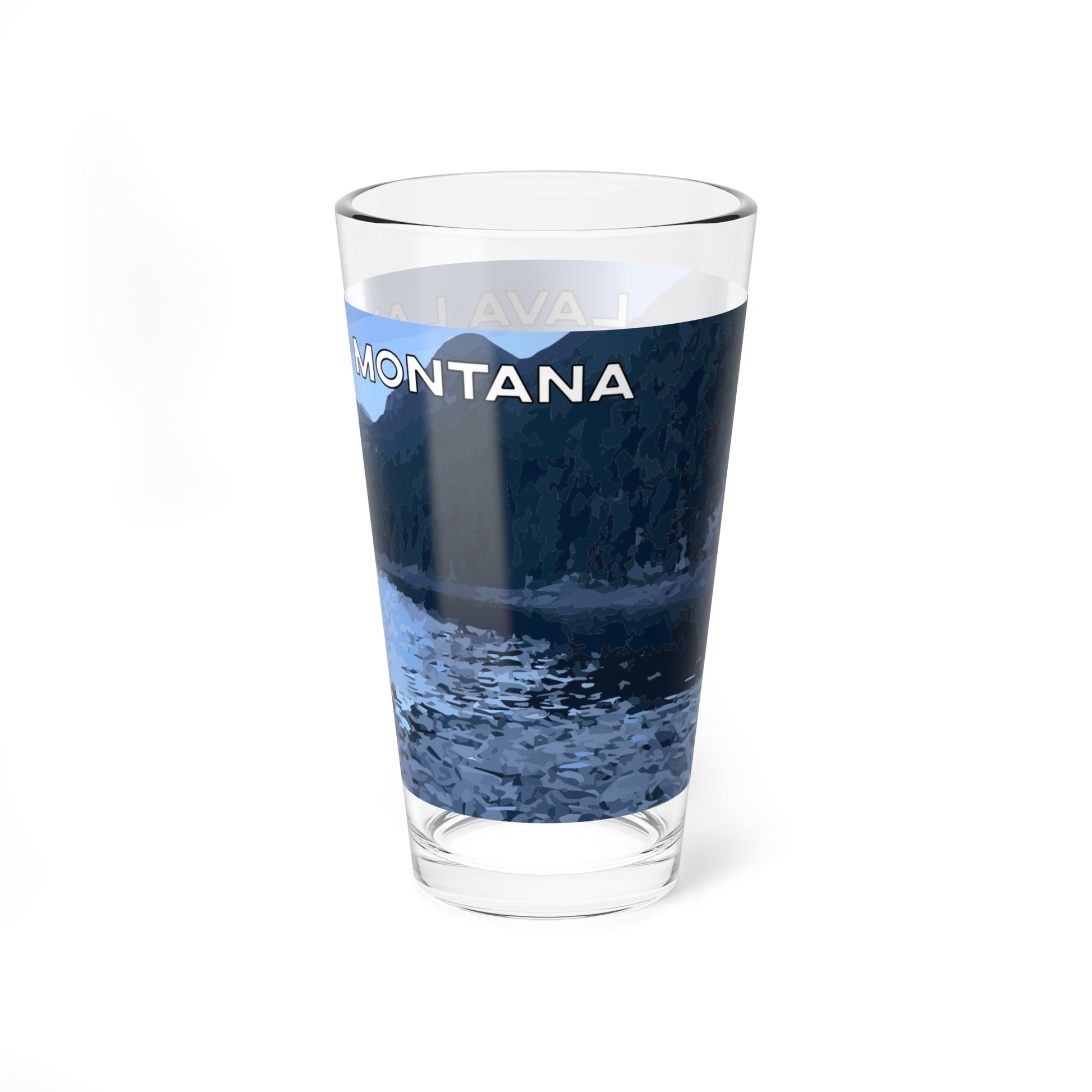 Side view of Lava Lake in Glacier National Park 16oz Bar Glass from Park Attire