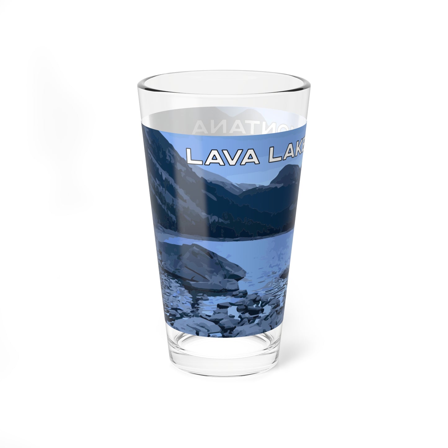 Side view of Lava Lake in Glacier National Park 16oz Clear Glassware from Park Attire
