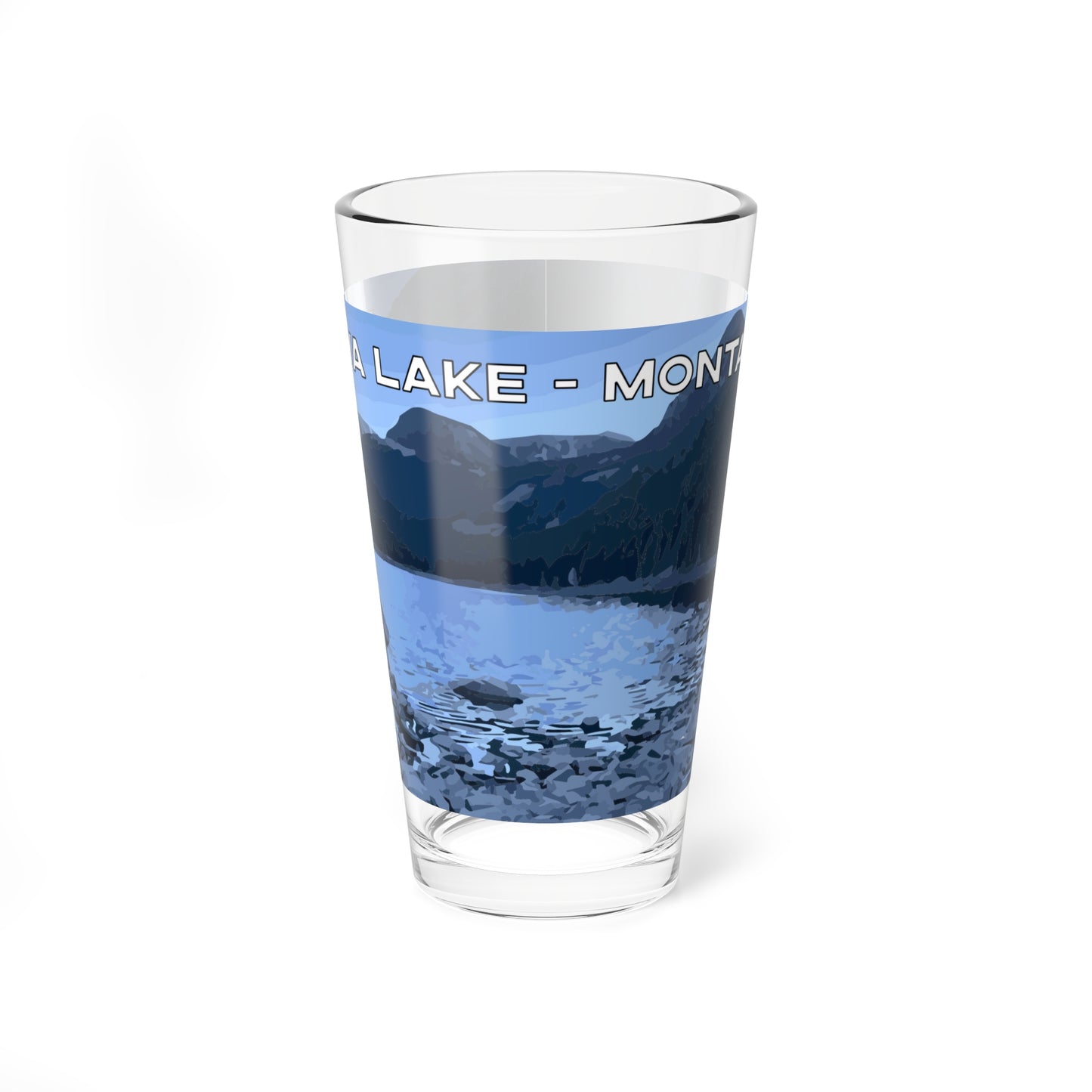 Front view of Lava Lake in Glacier National Park 16oz Pint Glass from Park Attire