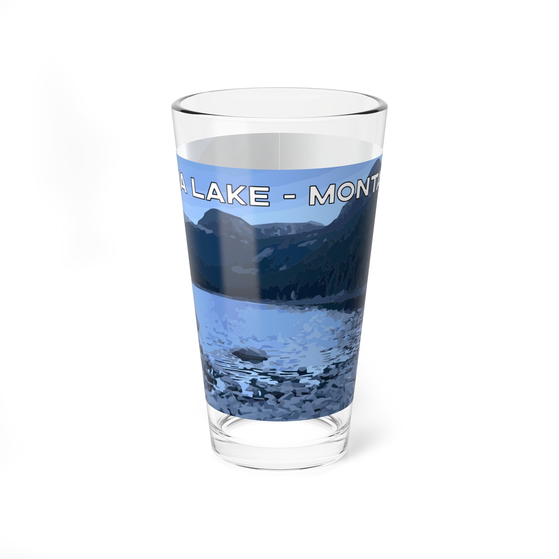 Front view of Lava Lake in Glacier National Park 16oz Pint Glass from Park Attire