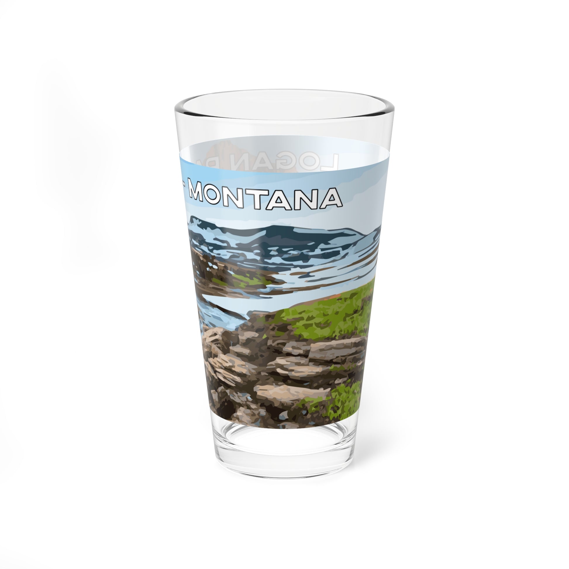 Side view of Logan Pass in Glacier National Park 16oz Bar Glass from Park Attire