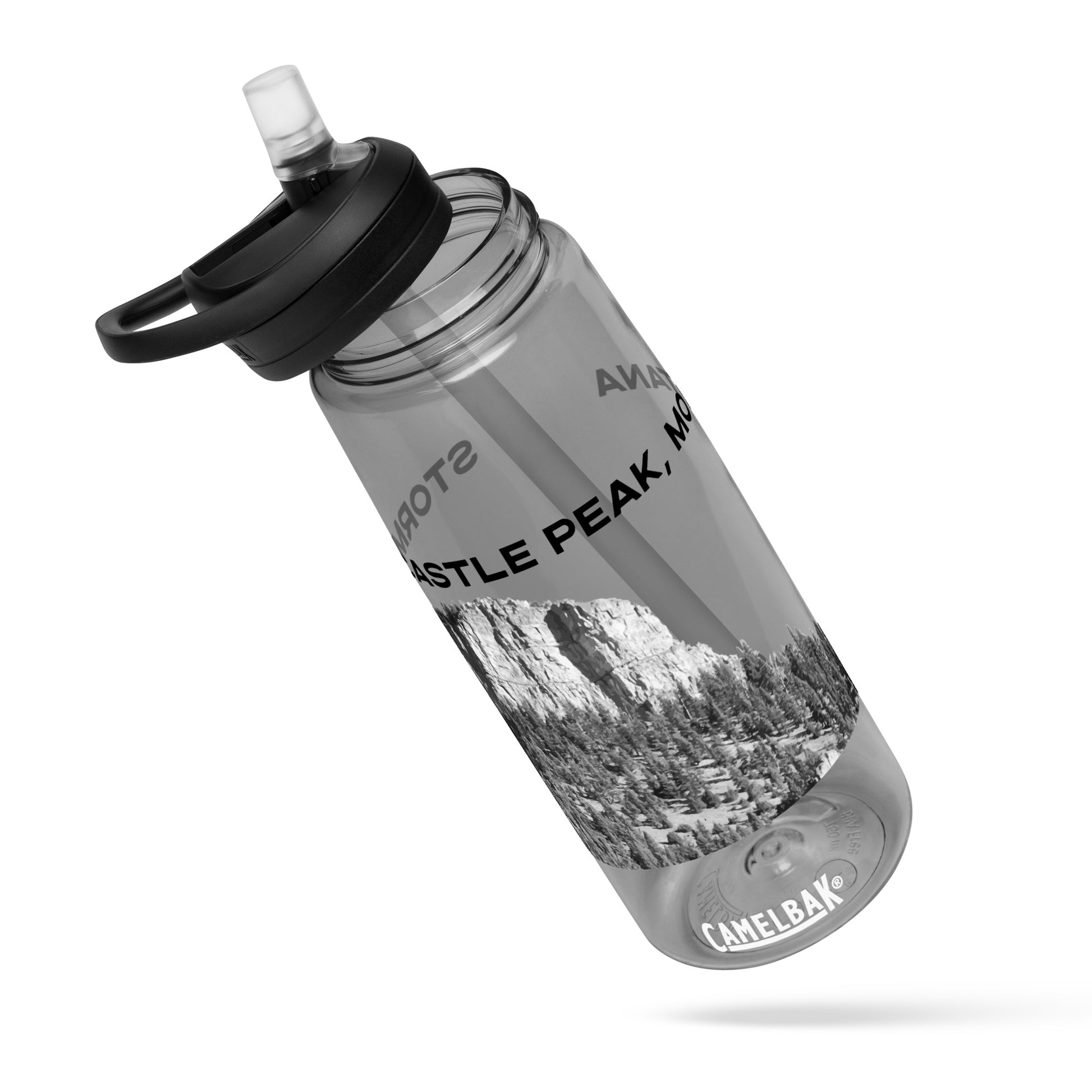 Straw Out view of Storm Castle Peak in Custer Gallatin National Forest Montana Charcoal Drinking Water Bottle from Park Attire