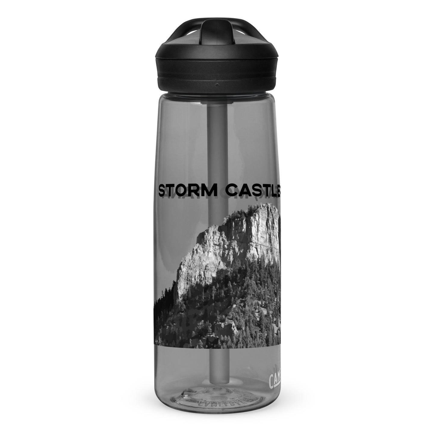 Left Side view of Storm Castle Peak in Custer Gallatin National Forest Montana Charcoal Water Bottle with Straw from Park Attire