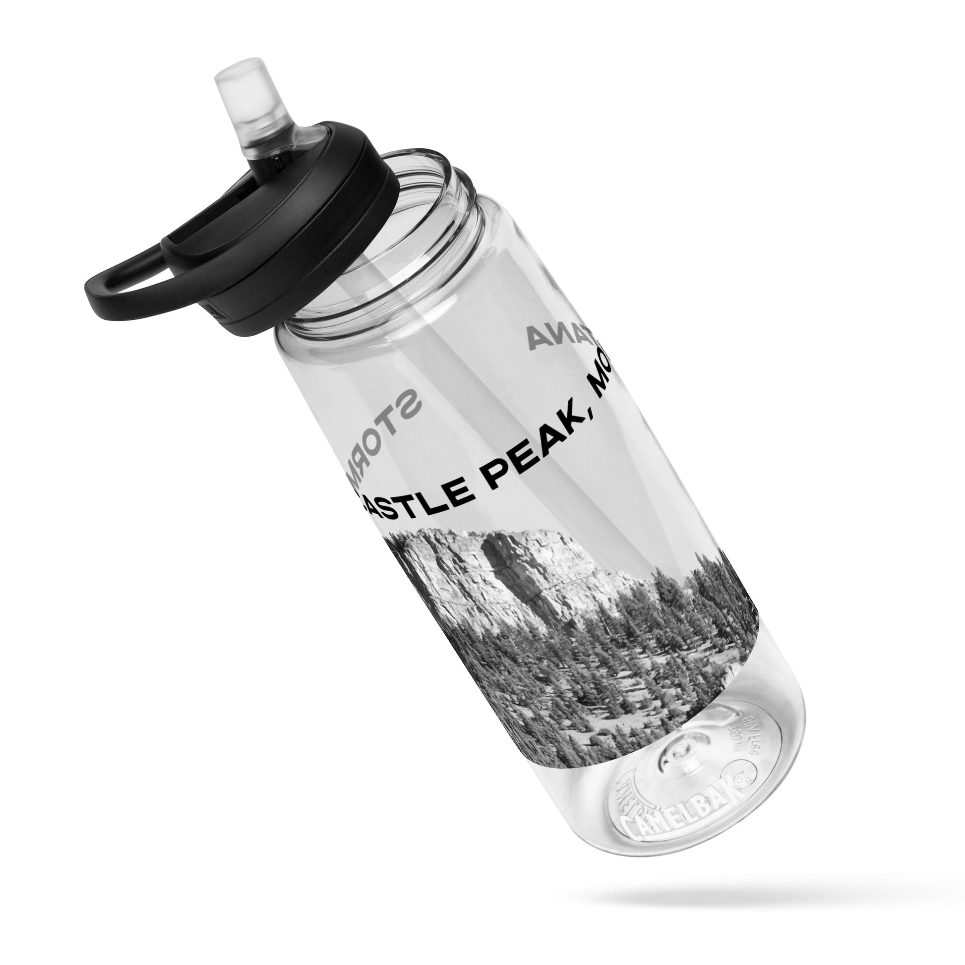 Straw Out view of Storm Castle Peak in Custer Gallatin National Forest Montana Clear Drinking Water Bottle from Park Attire