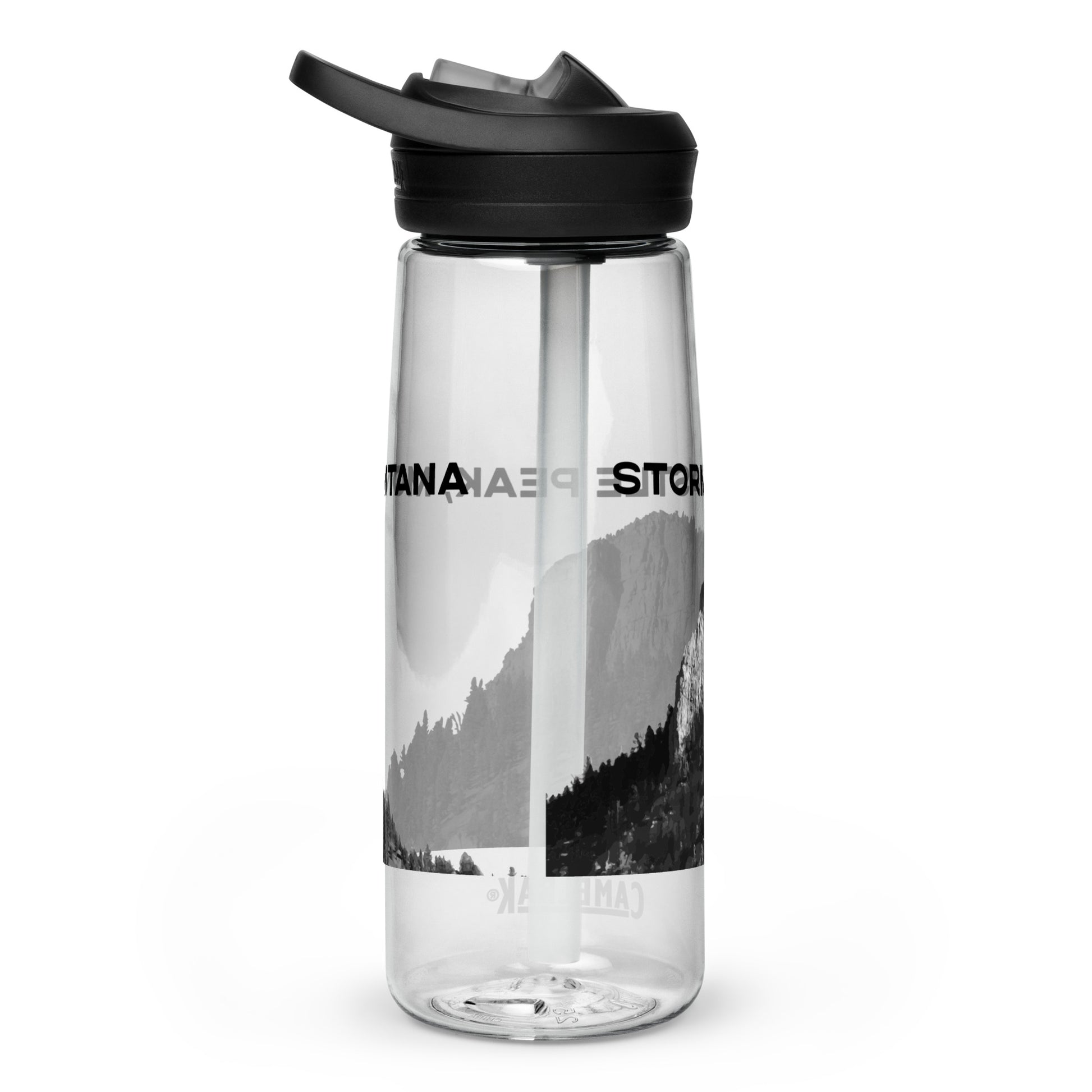 Back view of Storm Castle Peak in Custer Gallatin National Forest Montana Clear Sports Water Bottle from Park Attire