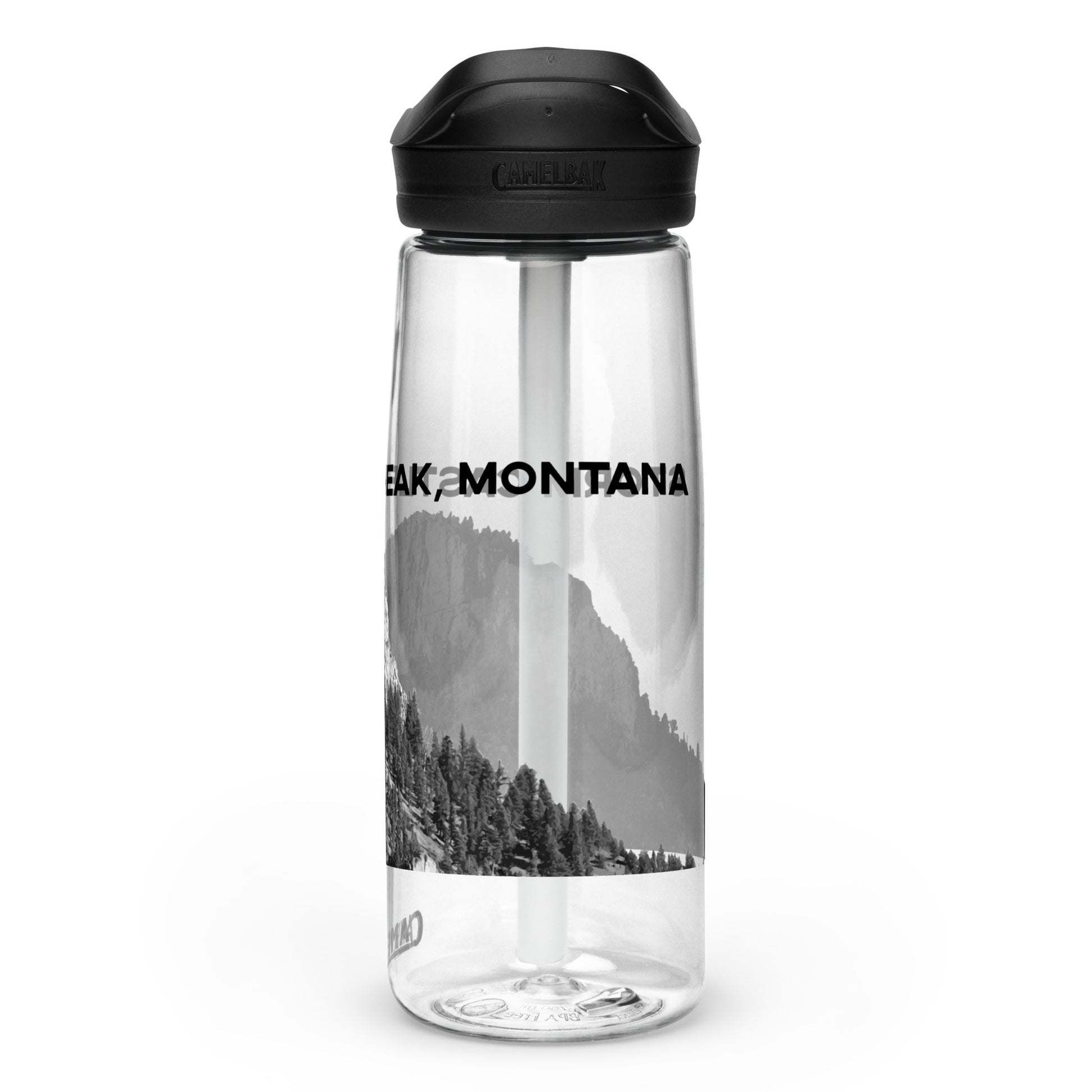 Left Side view of Storm Castle Peak in Custer Gallatin National Forest Montana Clear Water Bottle with Straw from Park Attire