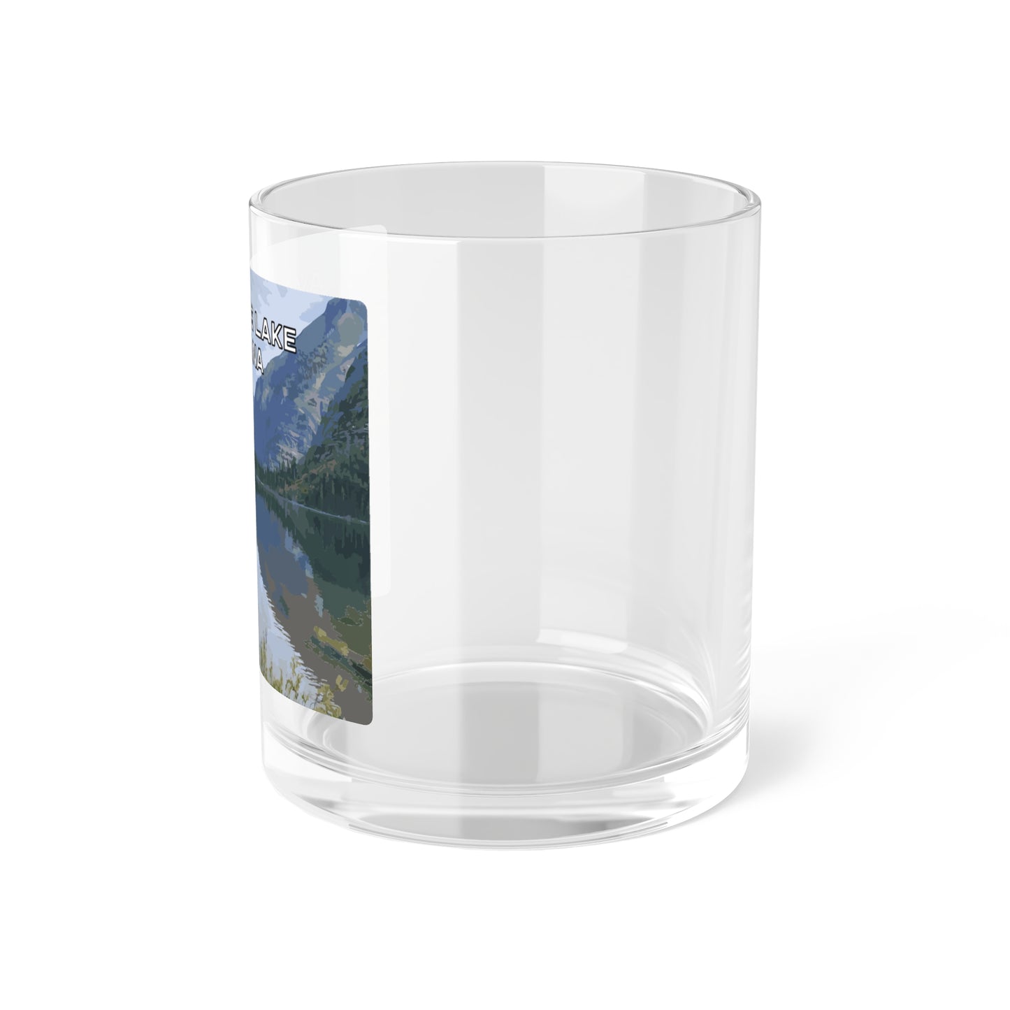Side view of Avalanche Lake in Glacier National Park Montana Bourbon Glass from Park Attire