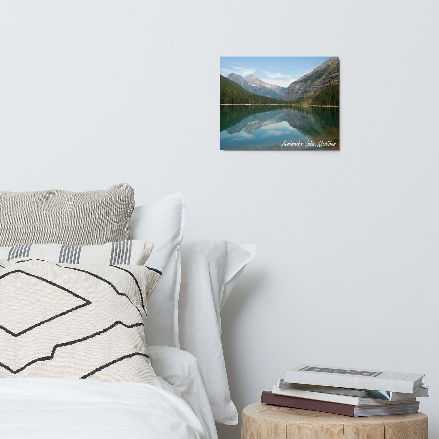 Wall view of Avalanche Lake in Glacier National Park Montana 11x14 Metal Pictures from Park Attire