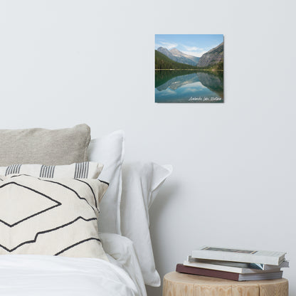 Wall view of Avalanche Lake in Glacier National Park Montana 12x12 Metal Pictures from Park Attire