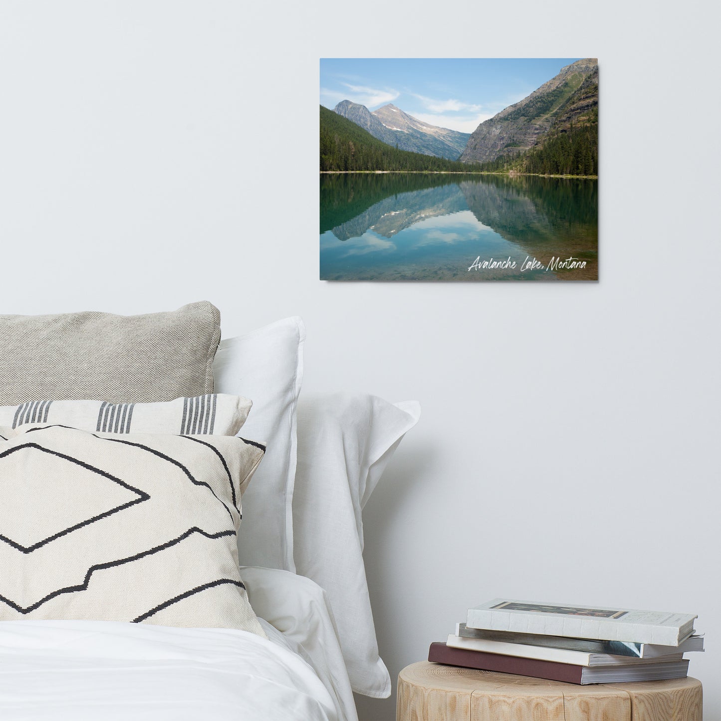 Wall view of Avalanche Lake in Glacier National Park Montana 16x20 Metal Pictures from Park Attire