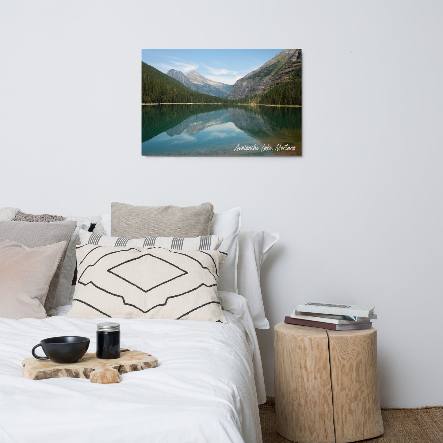 Wall view of Avalanche Lake in Glacier National Park Montana 24x36 Metal Pictures from Park Attire