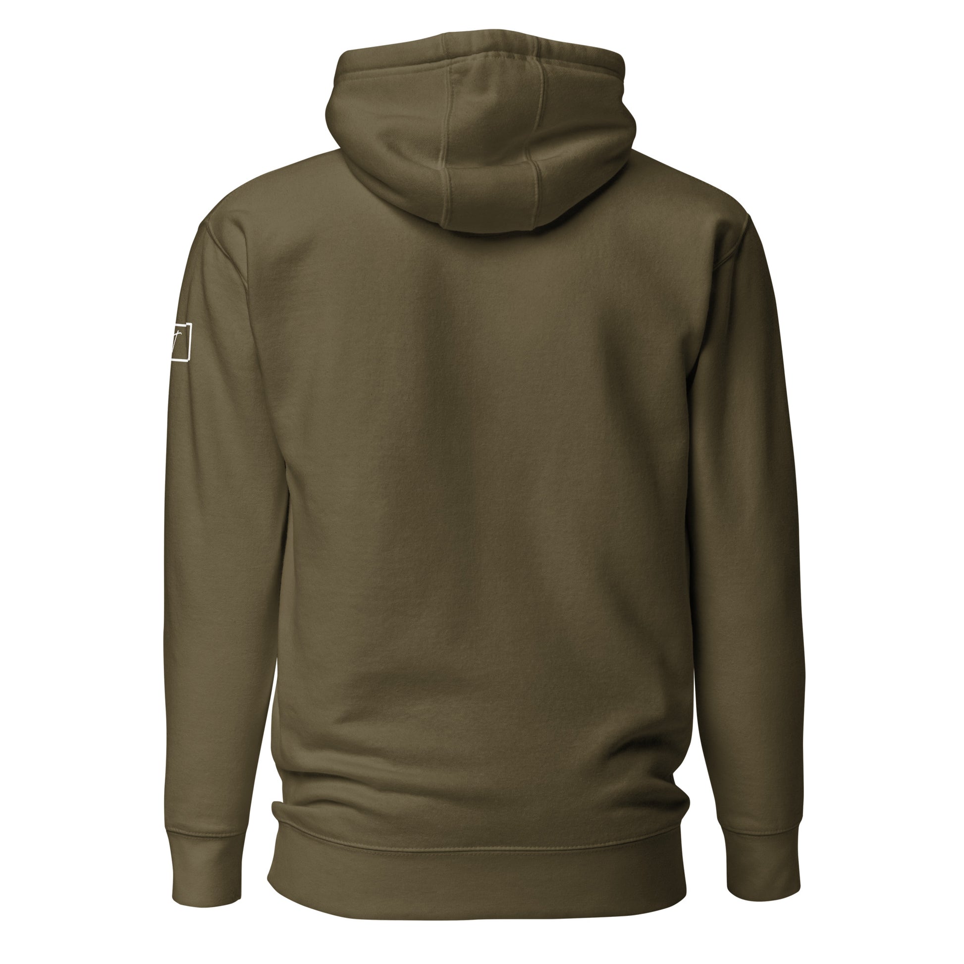 Back view of Avalanche Lake in Glacier National Park Montana Military Green Sweatshirt from Park Attire