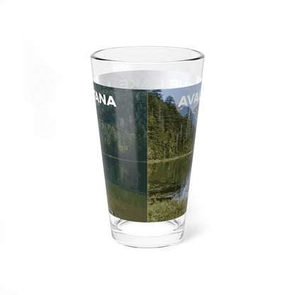 Back view of Avalanche Lake in Glacier National Park Montana 16oz Bar Drinkware from Park Attire