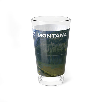 Side view of Avalanche Lake in Glacier National Park Montana 16oz Bar Glass from Park Attire