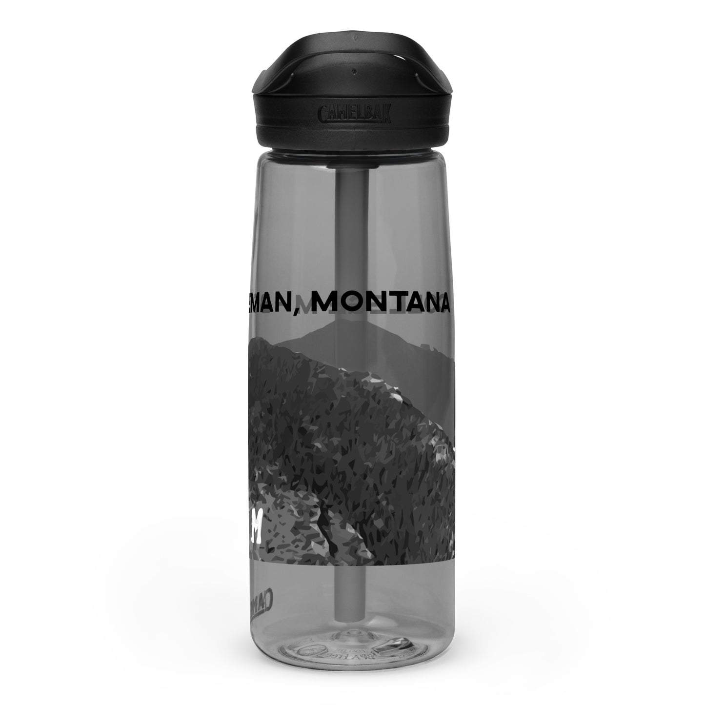 Right Side view of College M Trail in Custer Gallatin National Forest Montana Charcoal Drink Bottle from Park Attire