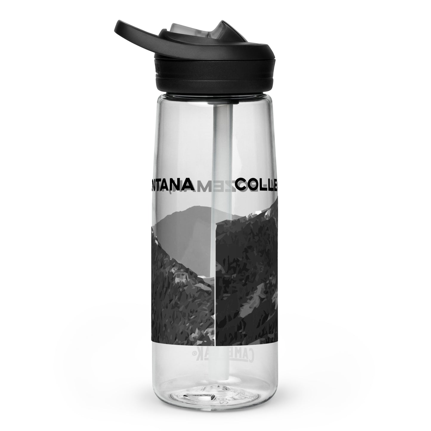 Back view of College M Trail in Custer Gallatin National Forest Montana Clear Sports Water Bottle from Park Attire