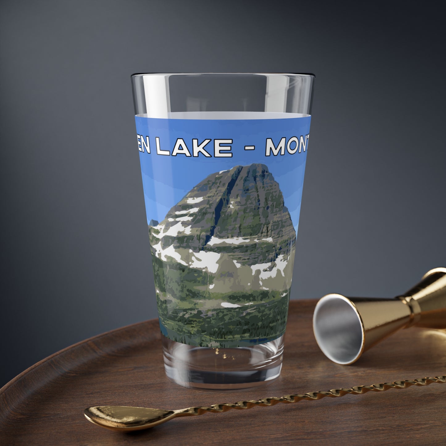 Front view of Gallatin Mountain Range in Gallatin National Forest Montana Beer Glass from Park Attire