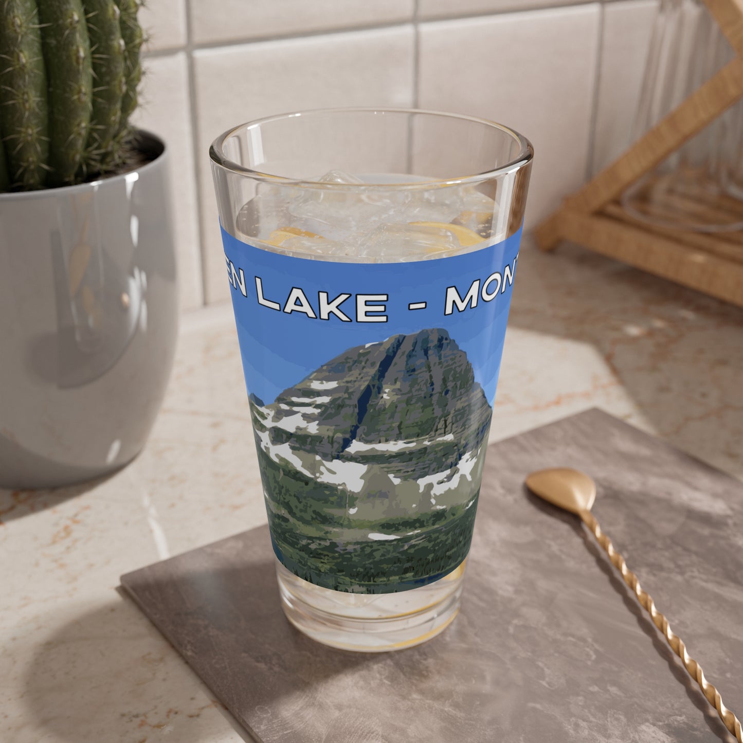 Front view of Gallatin Mountain Range in Gallatin National Forest Montana Beer Glassware from Park Attire