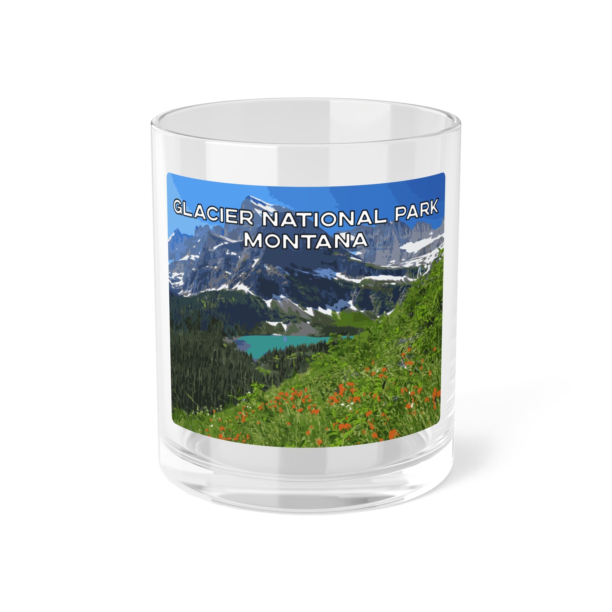 Front view of Glacier National Park in Montana Bar Glass from Park Attire