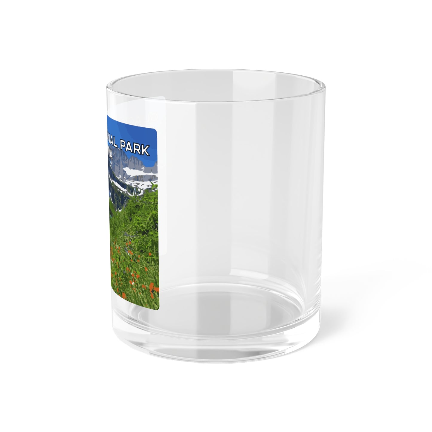 Side view of Glacier National Park in Montana Bourbon Glass from Park Attire