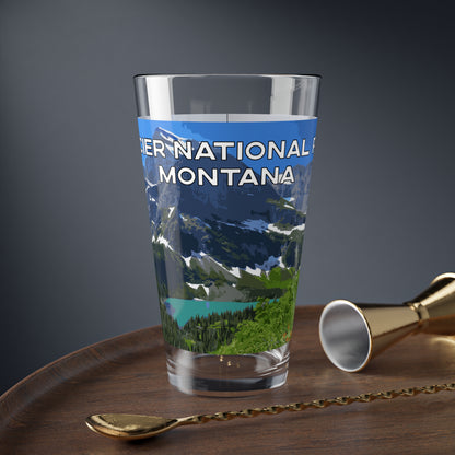Front view of Glacier National Park Montana 16oz Beer Glass from Park Attire