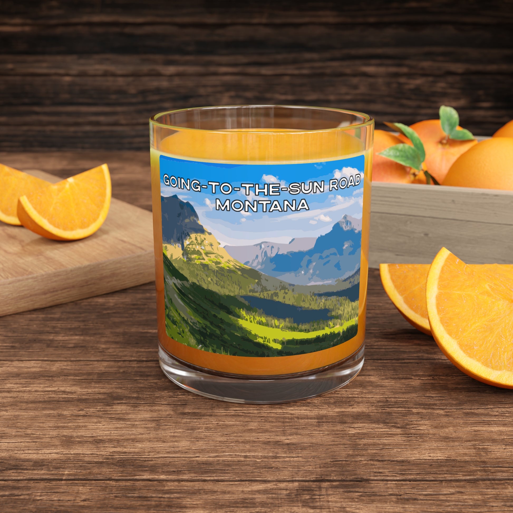 Front view of Going-to-the-Sun Road in Glacier National Park Montana Whiskey Glass from Park Attire