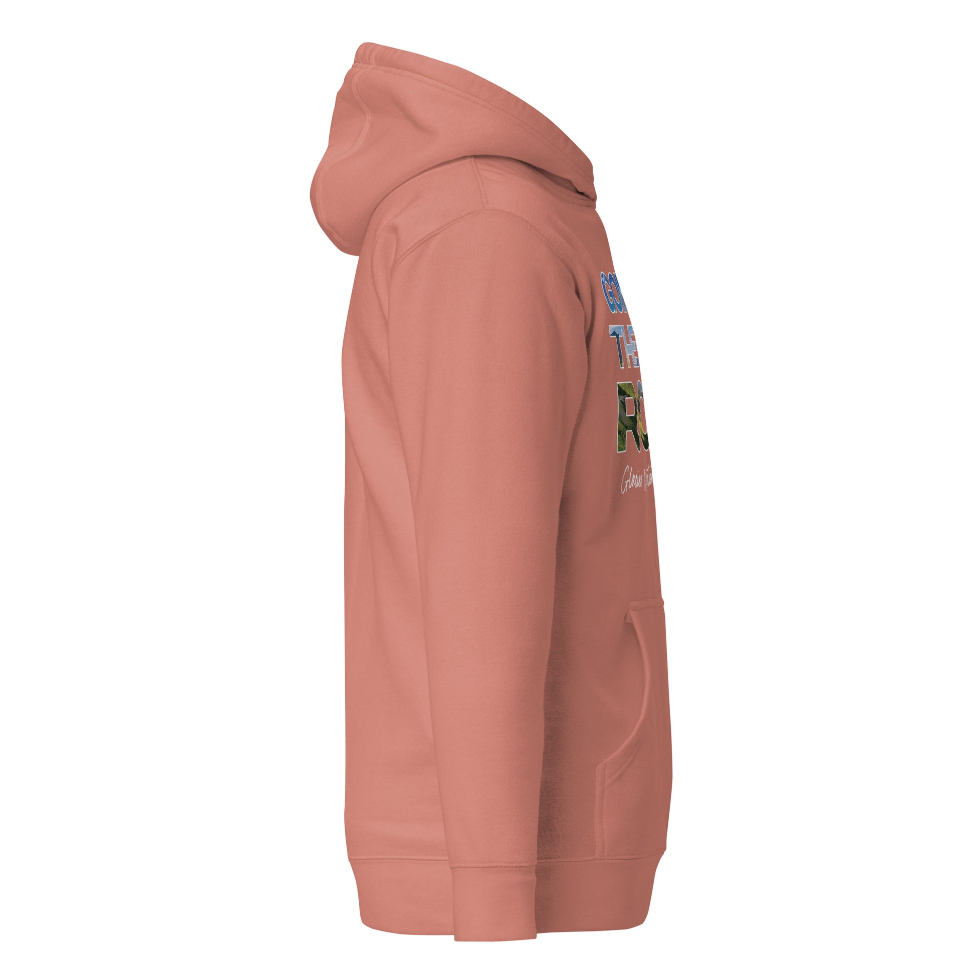 Right Side view of Going-to-the-Sun Road in Glacier National Park Montana Dusty Rose Cotton Hoodie from Park Attire