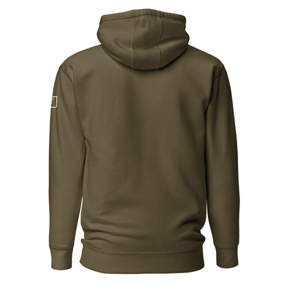 Back view of Going-to-the-Sun Road in Glacier National Park Montana Military Green Sweatshirt from Park Attire