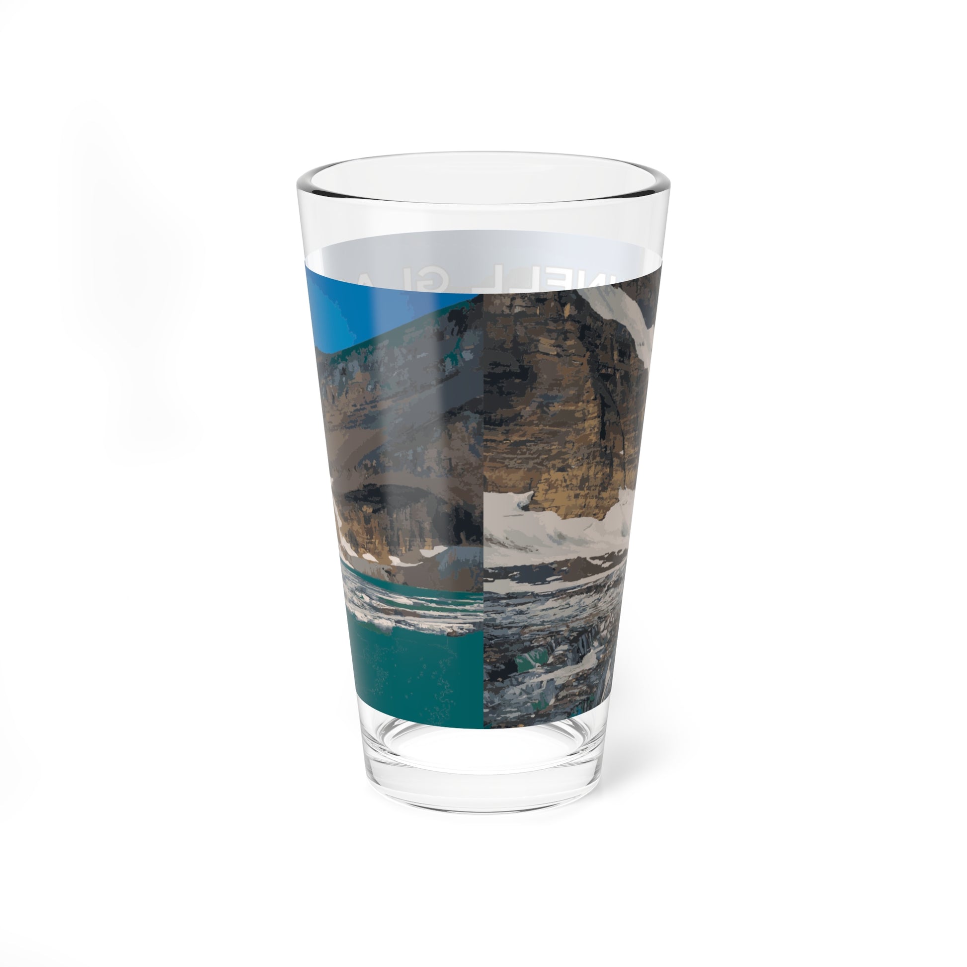 Back view of Grinnell Glacier in Glacier National Park Montana 16oz Bar Drinkware from Park Attire