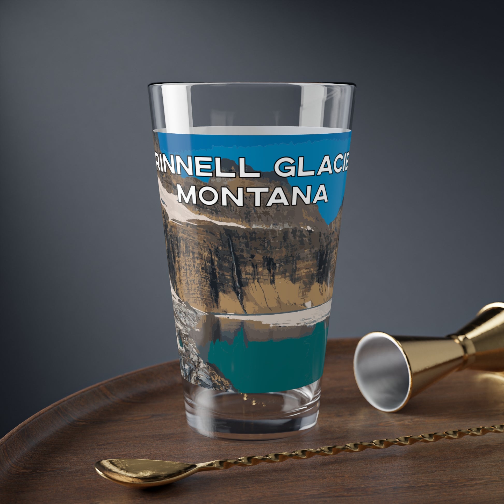 Front view of Grinnell Glacier in Glacier National Park Montana 16oz Beer Glass from Park Attire