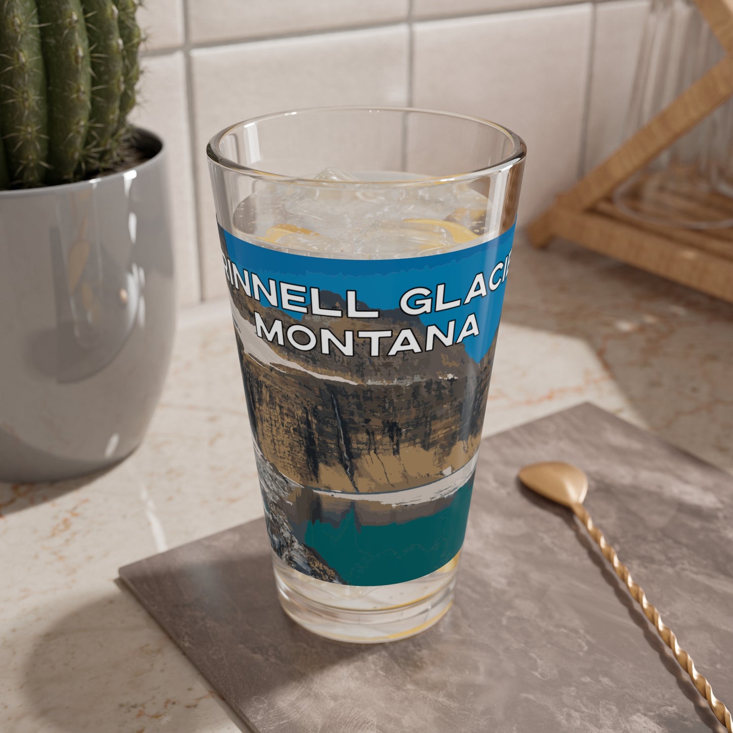 Front view of Grinnell Glacier in Glacier National Park Montana 16oz Beer Glassware from Park Attire