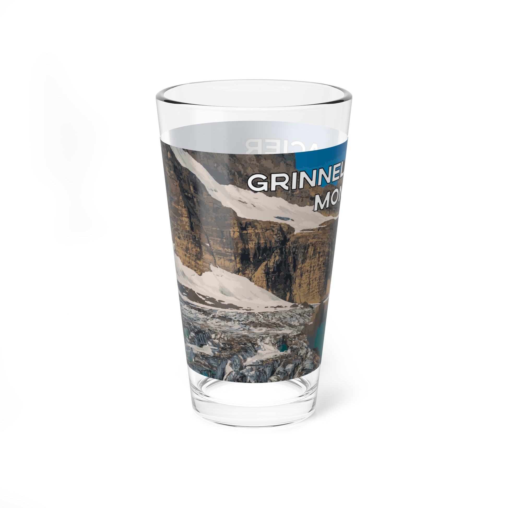 Side view of Grinnell Glacier in Glacier National Park Montana 16oz Clear Glassware from Park Attire